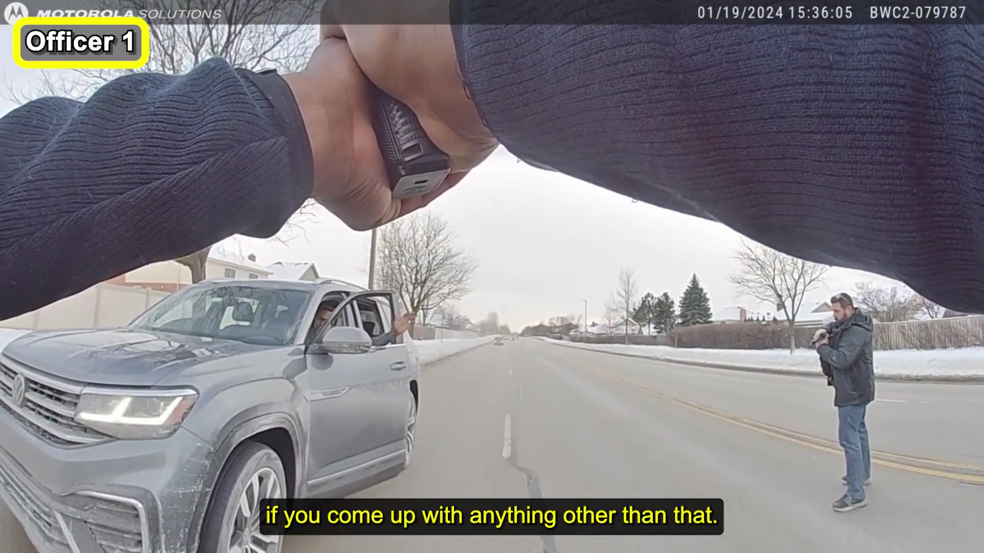 Frame from the supplied Woodridge police body-camera footage