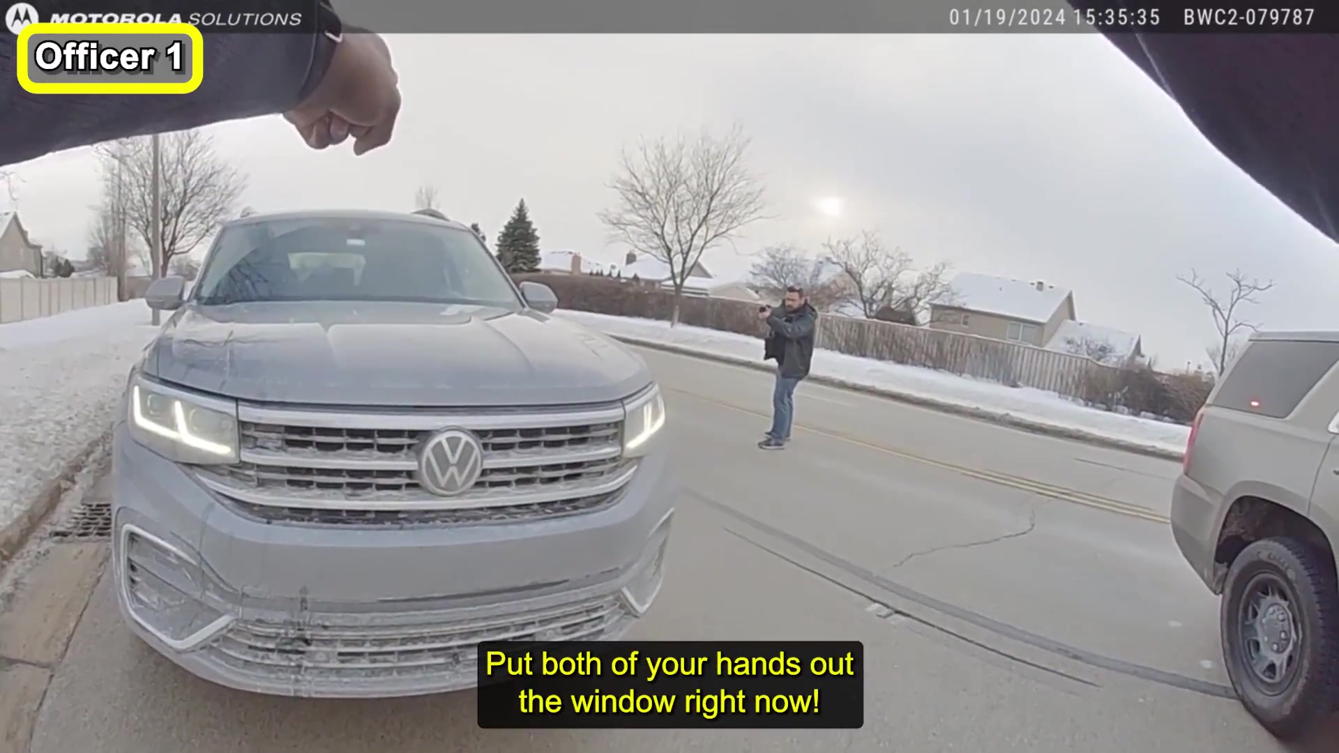 Frame from the supplied Woodridge police body-camera footage