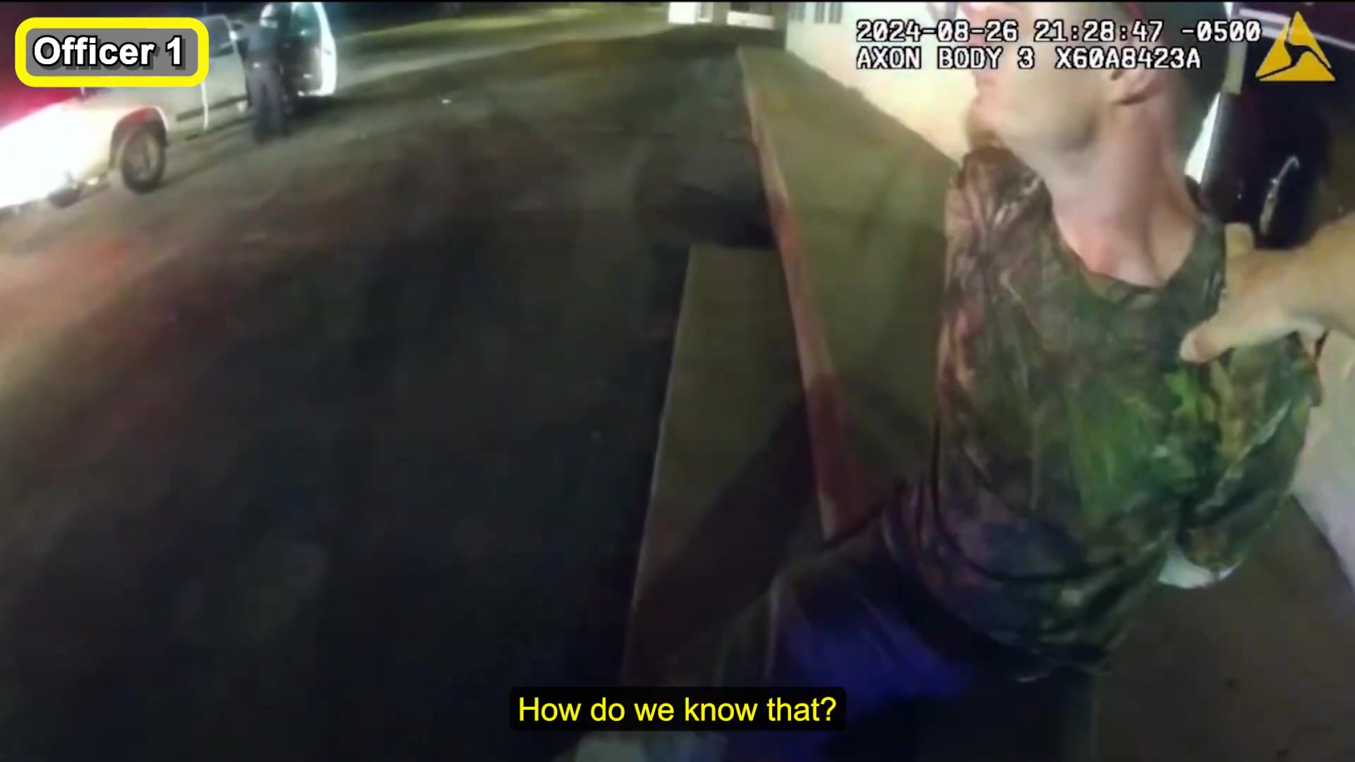 Real frame from the supplied Muskogee police footage