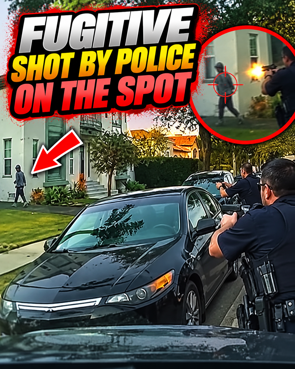 Fugitive shot by police on the spot.