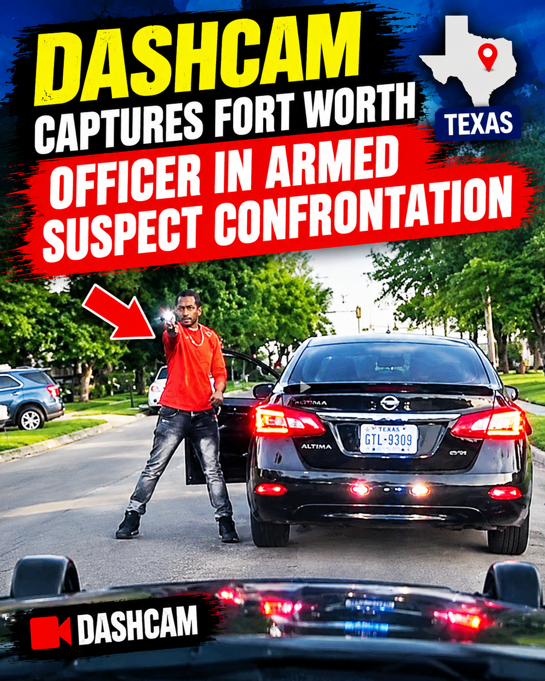 🚔 Dashcam Captures Fort Worth Officer in Armed Suspect Confrontation | Texas