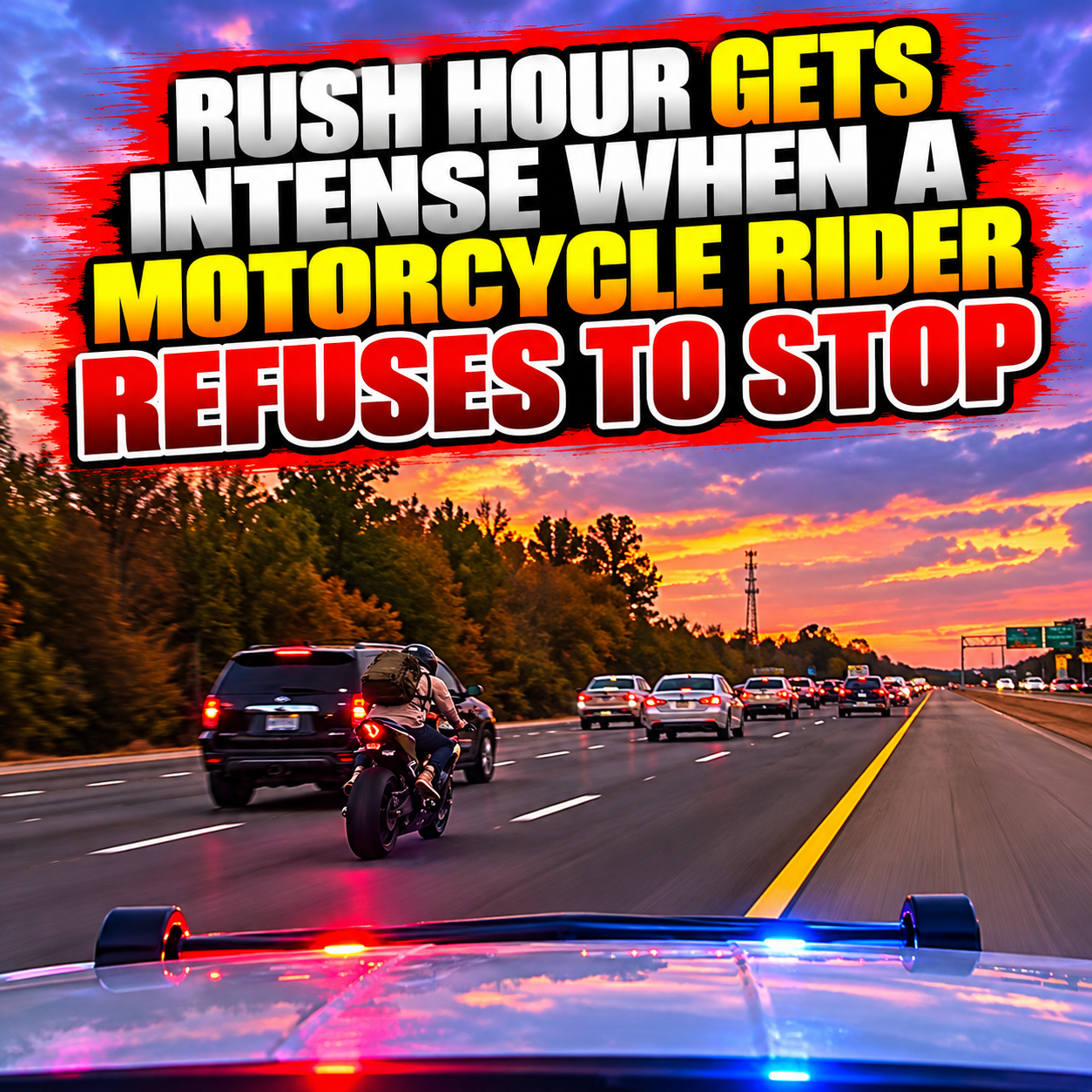 Rush Hour Gets Intense When a Motorcycle Rider Refuses to Stop