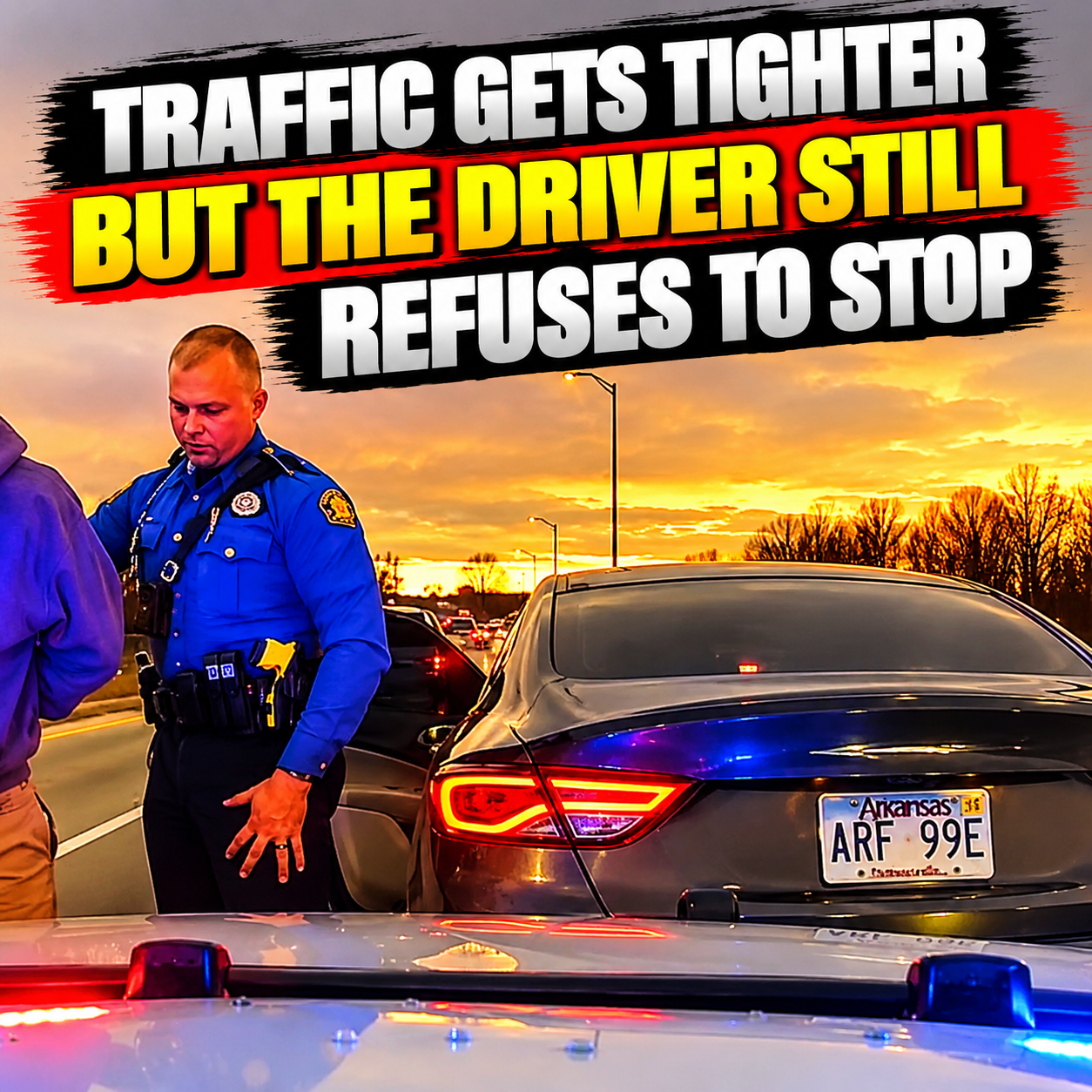 Traffic Gets Tighter but the Driver Still Refuses to Stop