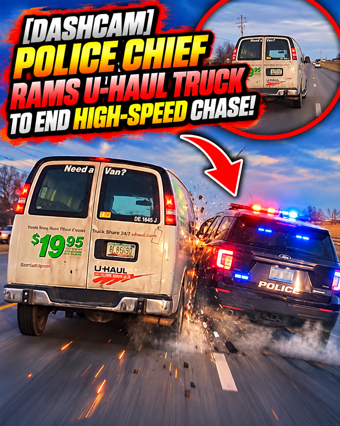 [DASHCAM] Police Chief RAMS U-Haul Truck To END High-Speed Chase!