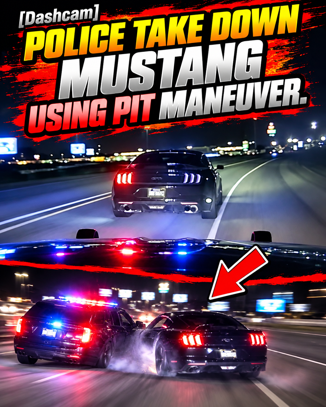 [Dashcam] Police take down Mustang using PIT maneuver.