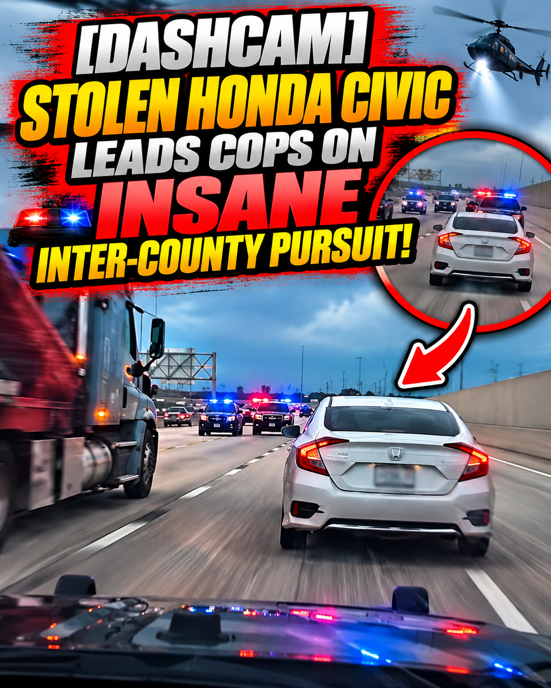 [DASHCAM] Stolen Honda Civic Leads Cops On INSANE Inter-County Pursuit! 👮‍♂️