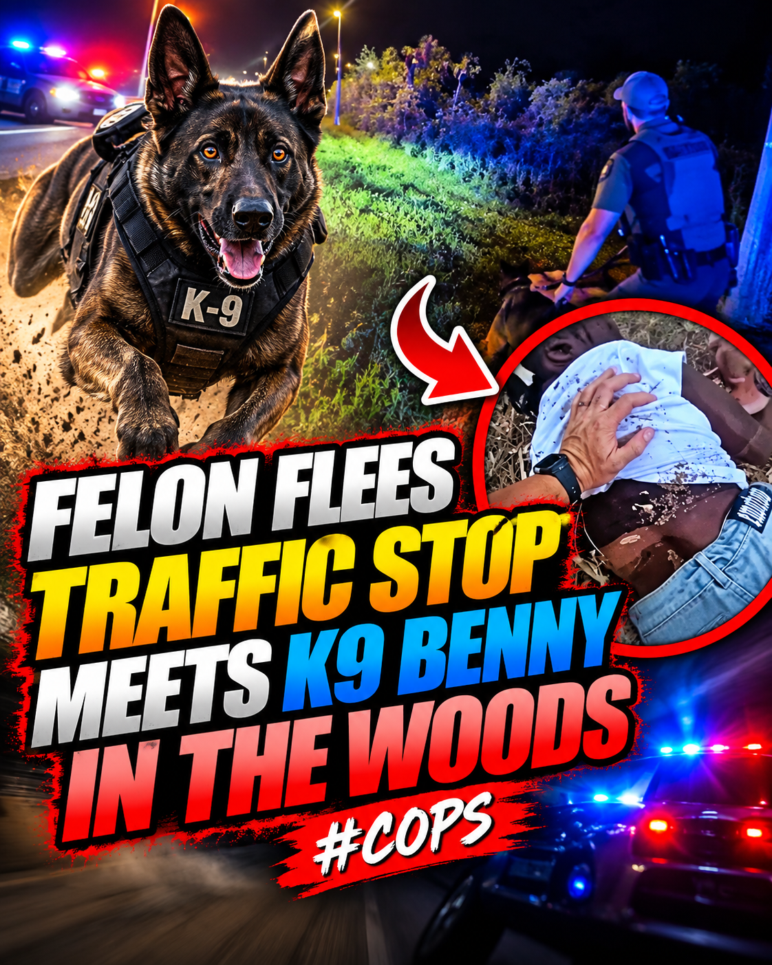 Felon Flees Traffic Stop, Meets K9 Benny in the Woods