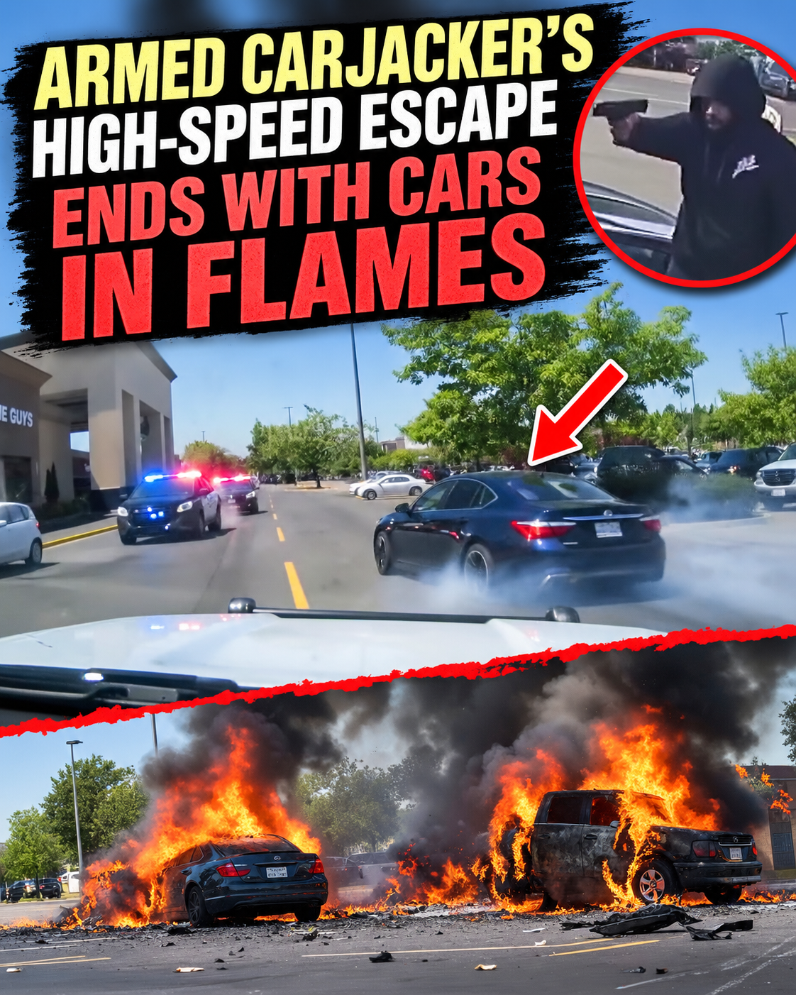 Armed Carjacker’s High-Speed Escape Ends With Cars in Flames