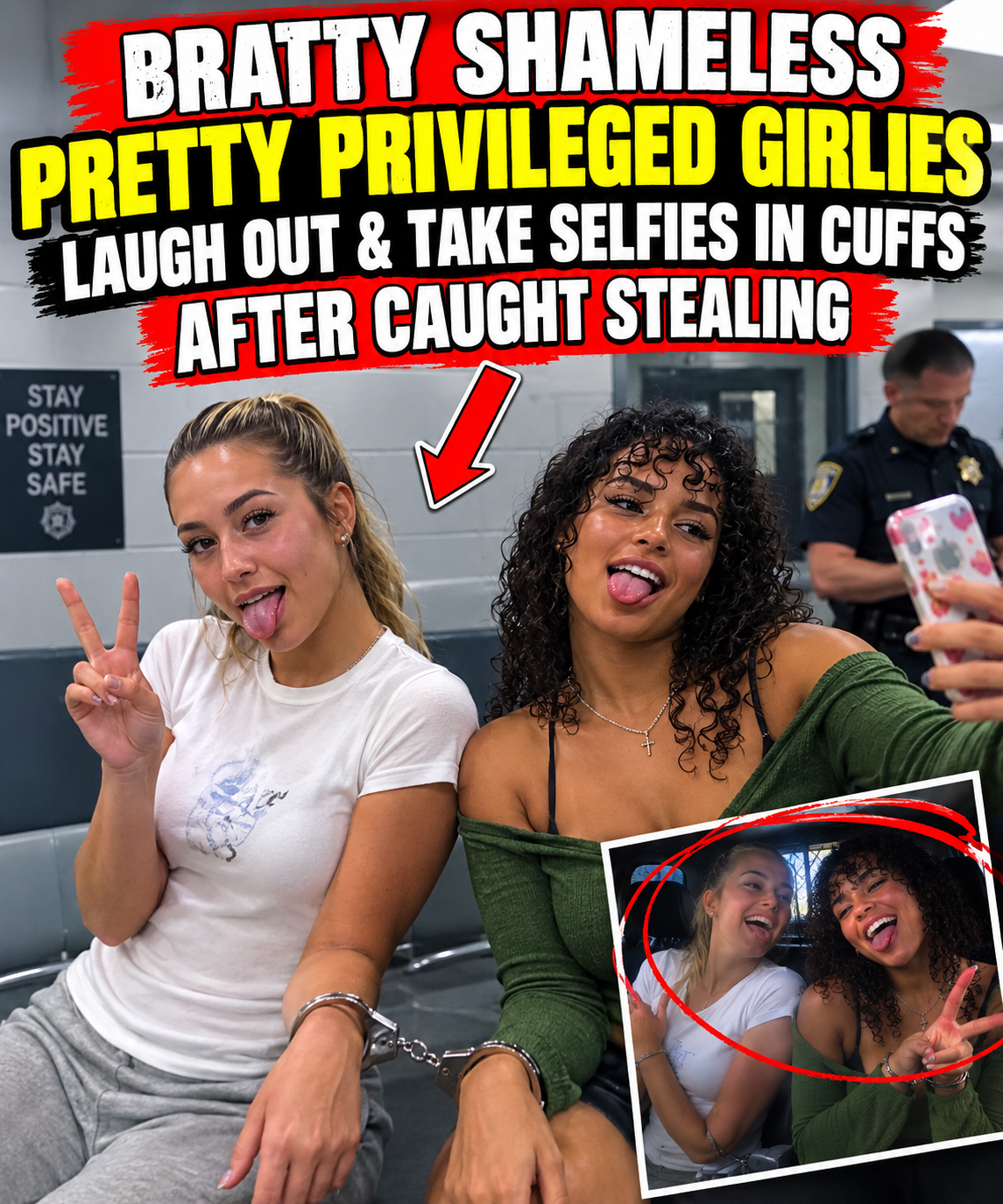 Bratty Shameless Pretty Privileged Girlies Laugh Out & Take Selfies in Cuffs After Caught Stealing