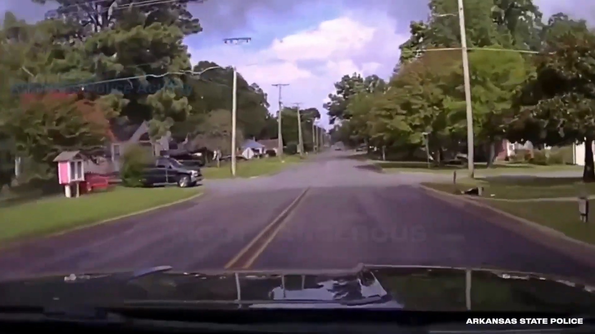 Real horizontal frame from the supplied Arkansas State Police Corvette pursuit footage