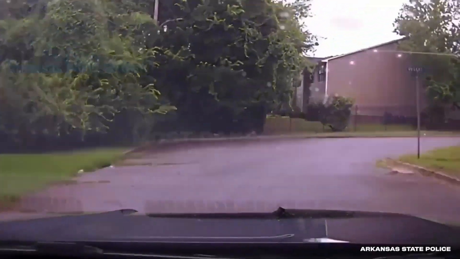 Real horizontal frame from the supplied Arkansas State Police Corvette pursuit footage