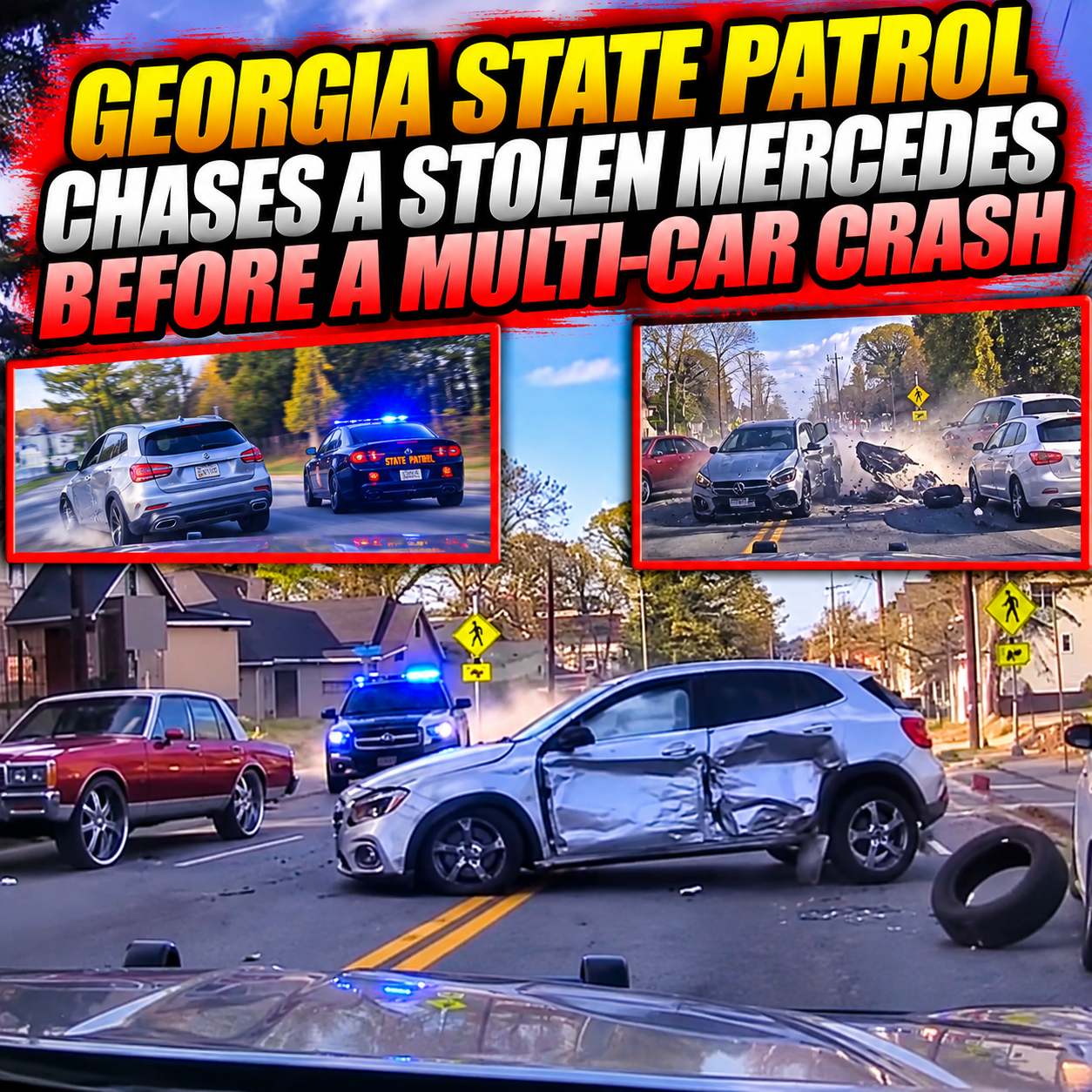 Georgia State Patrol Chases a Stolen Mercedes Before a Multi-Car Crash