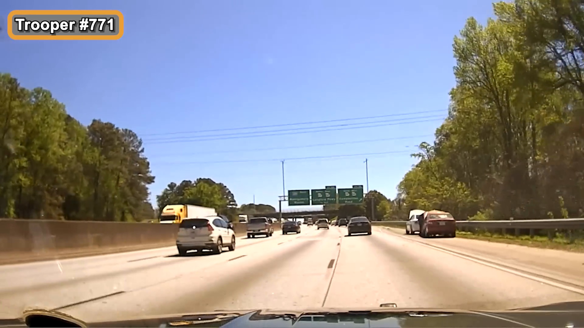 Horizontal frame from the supplied Georgia State Patrol pursuit footage