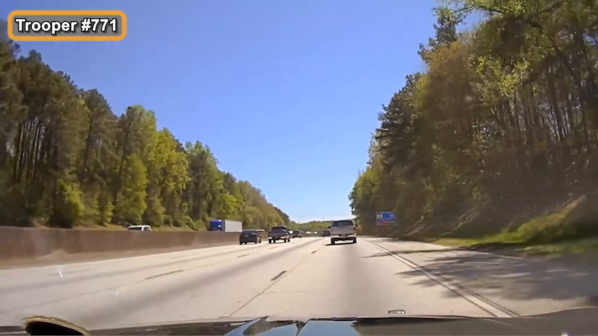 Horizontal frame from the supplied Georgia State Patrol pursuit footage