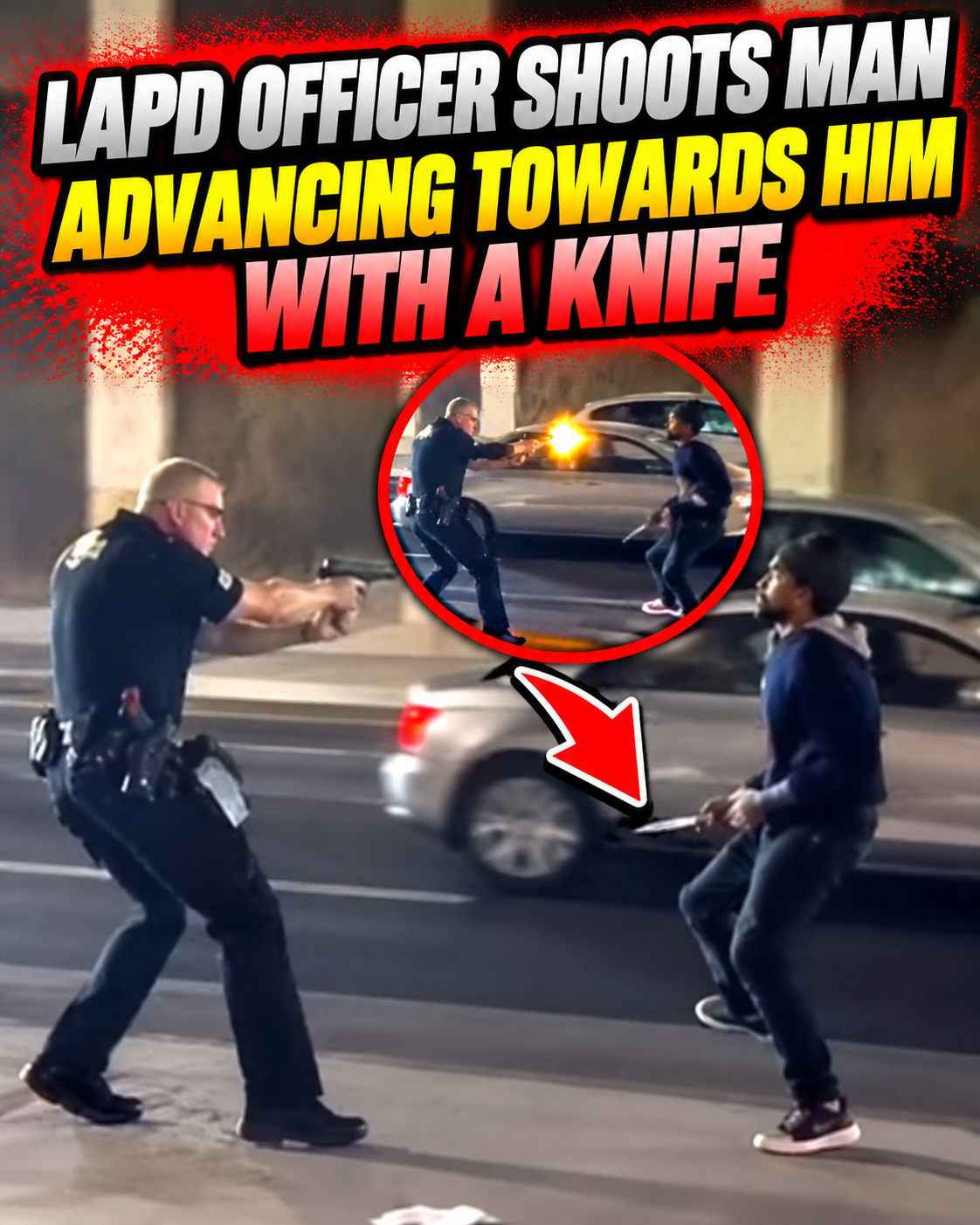 Lapd officer shoots man advancing towards him with a knife
