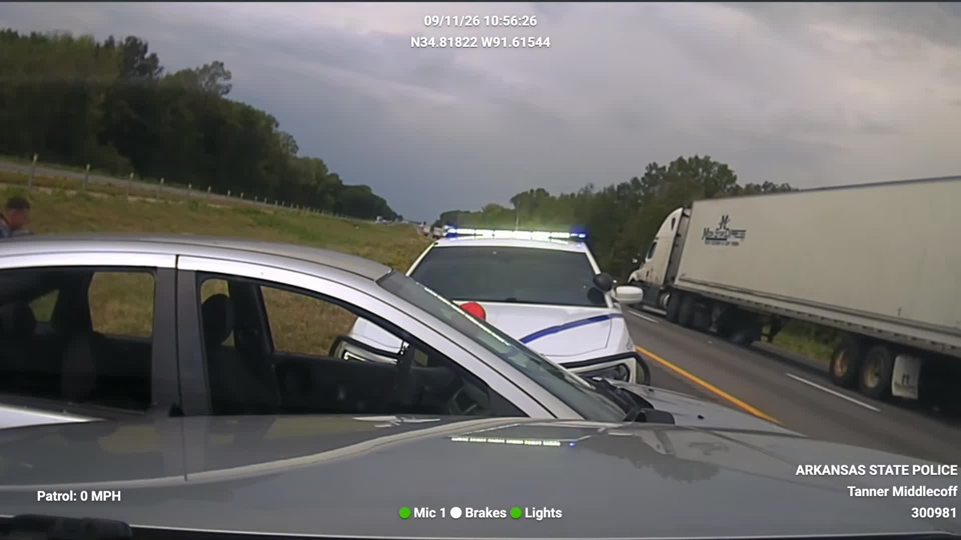 Real frame from the supplied footage showing the police response after the pursuit ended
