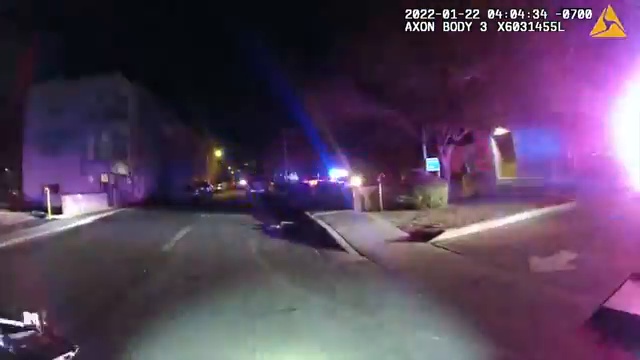 Real frame from the supplied body-camera video showing officers working the Las Cruces ATM theft scene