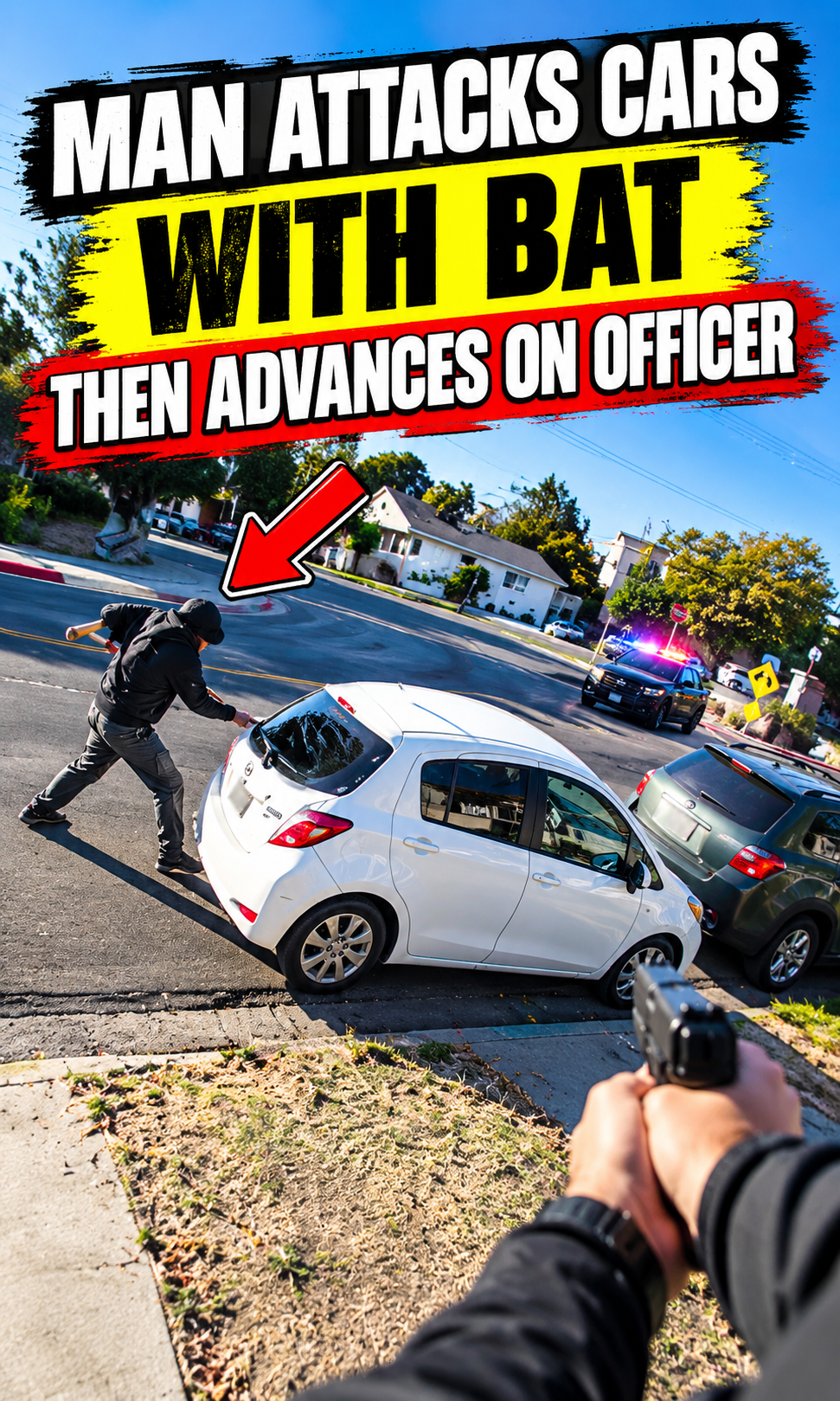Man Attacks Cars With Bat Before Advancing on Officer