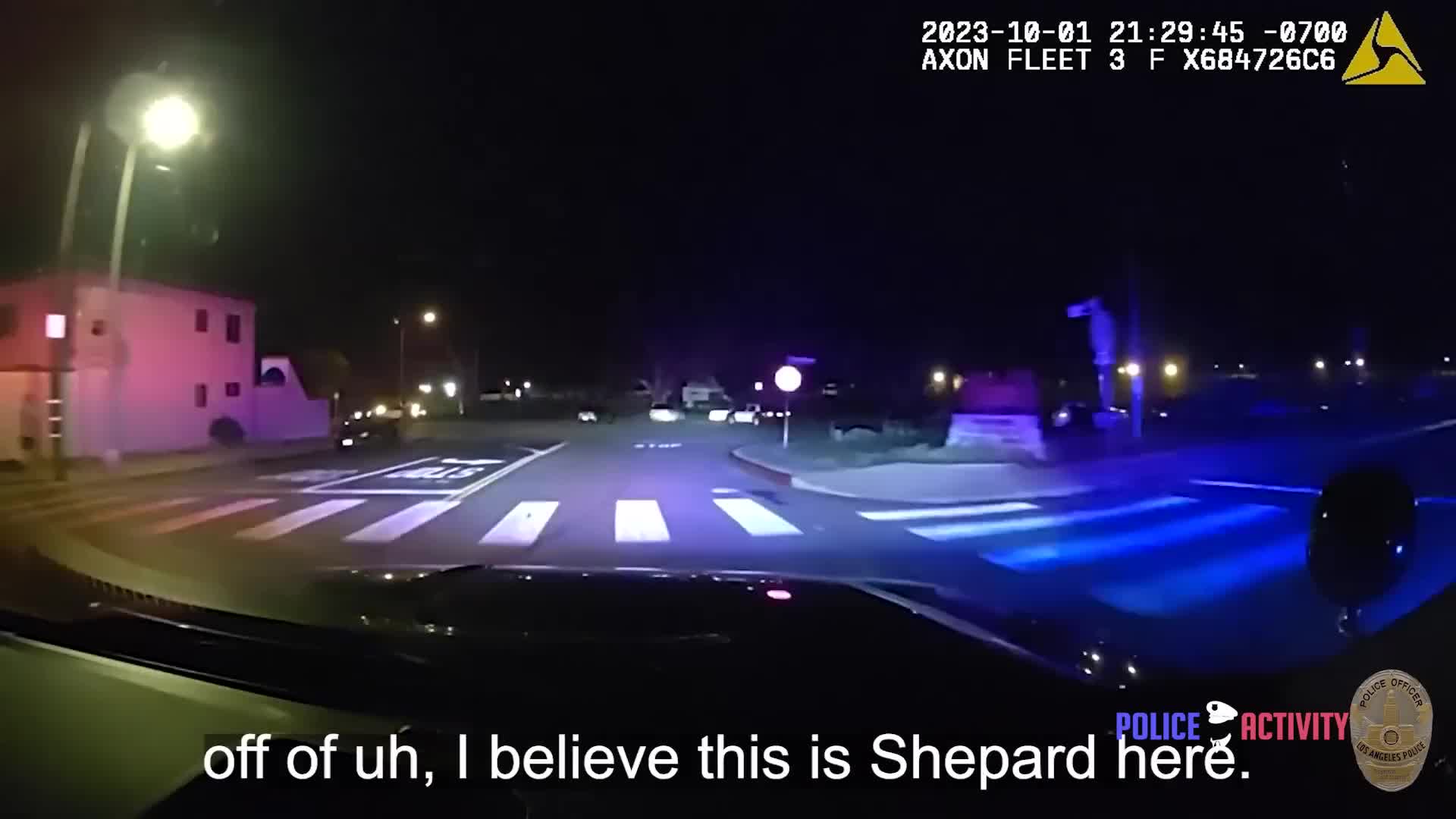 Uncropped frame from the supplied LAPD footage