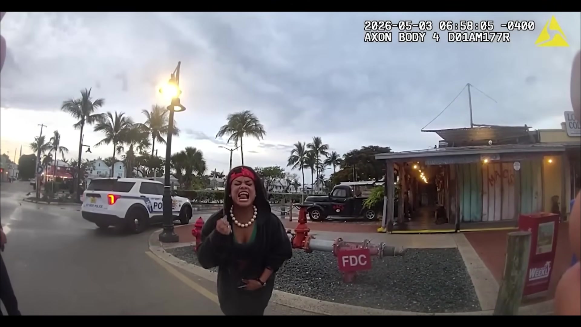 Uncropped frame from the supplied Key West Police body-camera footage