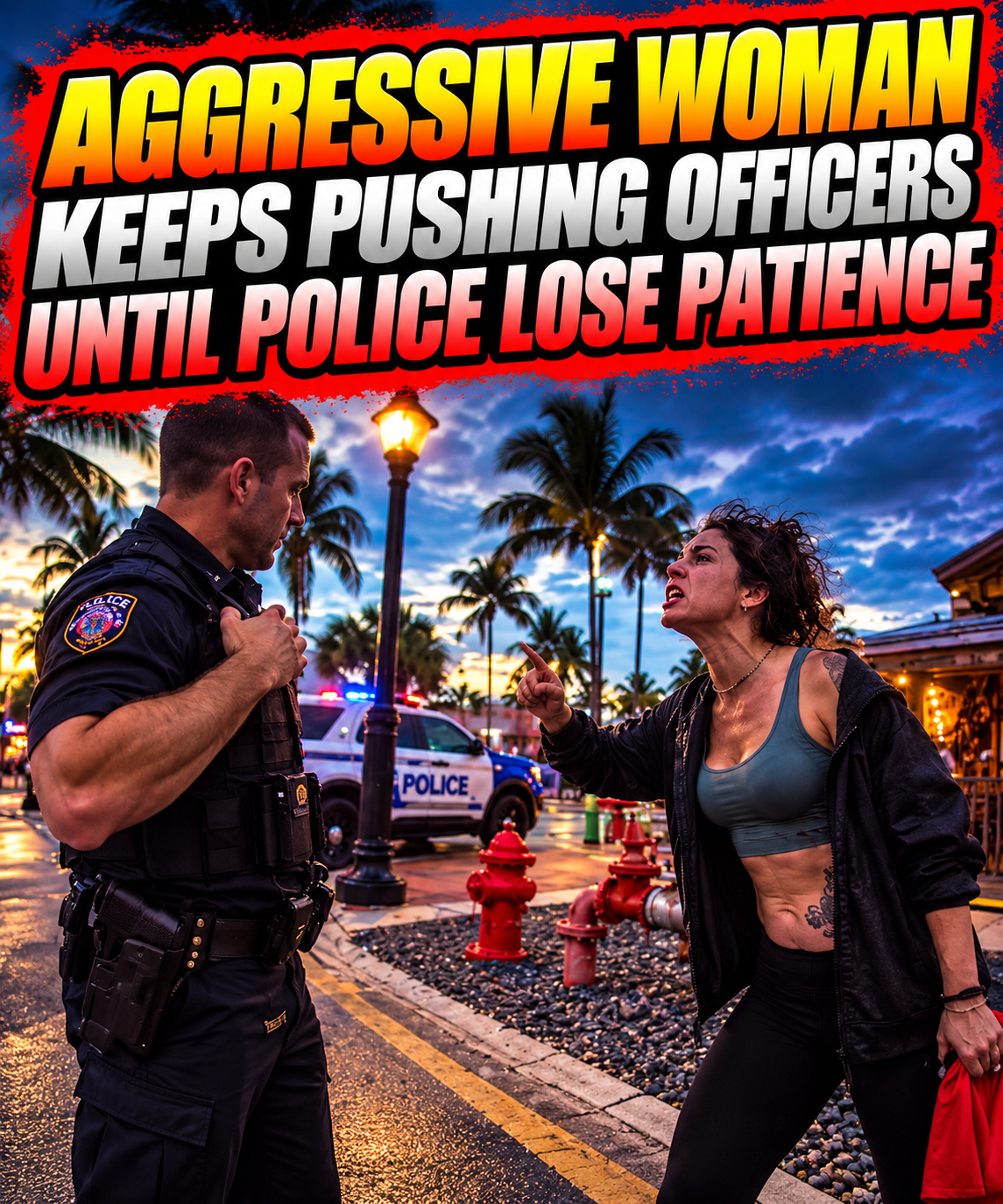 Aggressive Woman Keeps Pushing Officers Until Police Lose Patience