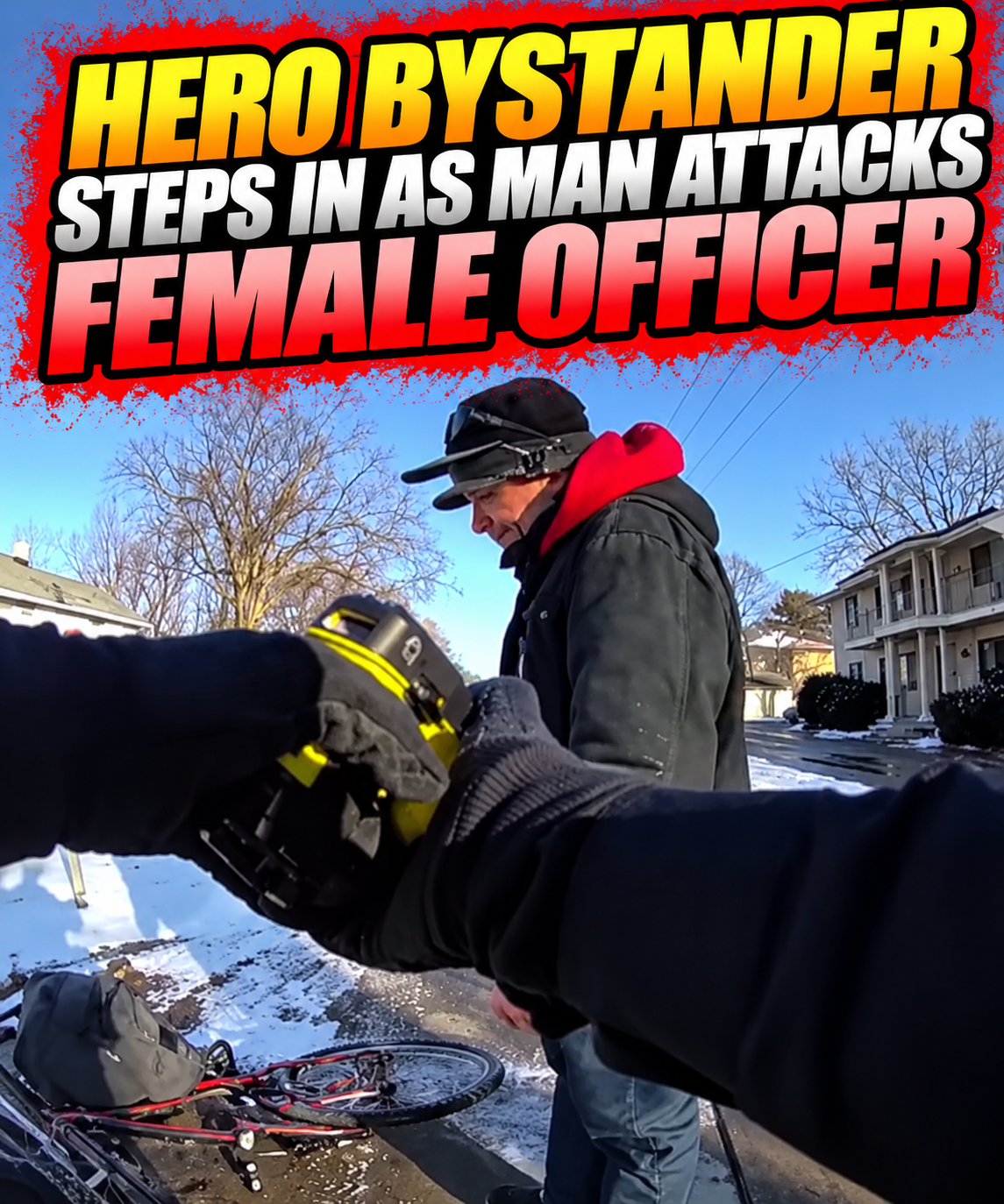 Hero Bystander Steps In as Man Attacks Female Officer