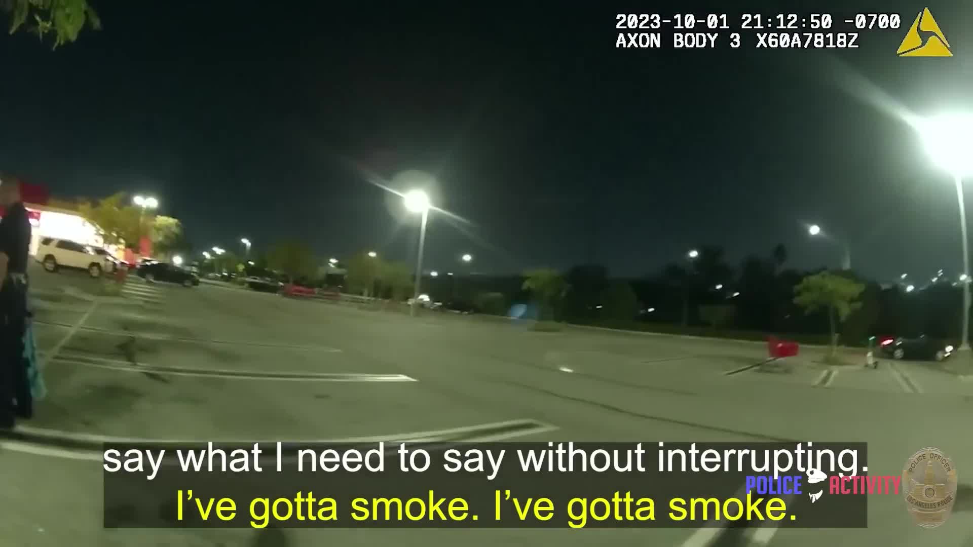 Uncropped frame from the supplied LAPD footage