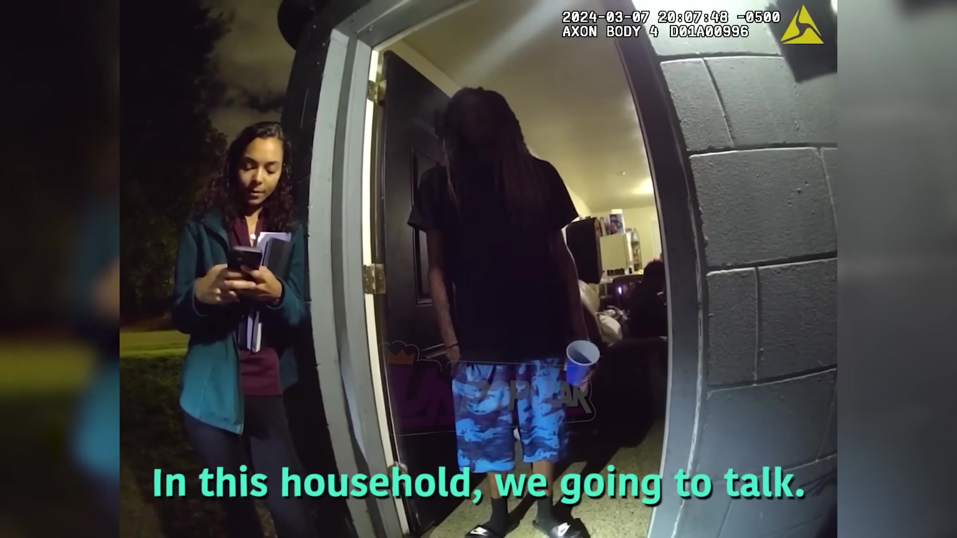 Real frame from the supplied March 7, 2024 police body-camera footage