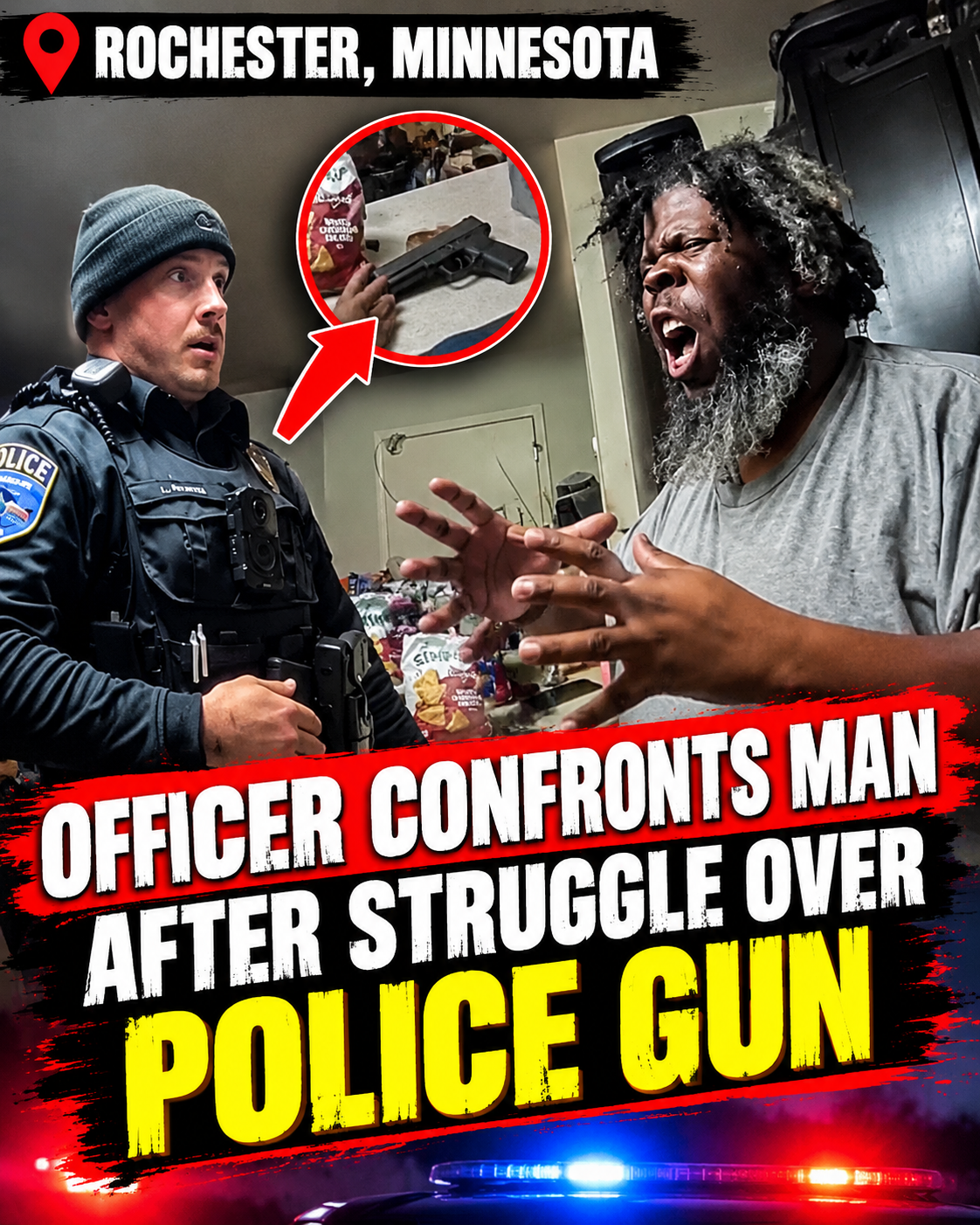 🚨 ROCHESTER, MINNESOTA | Officer Confronts Man After Struggle Over Police Gun