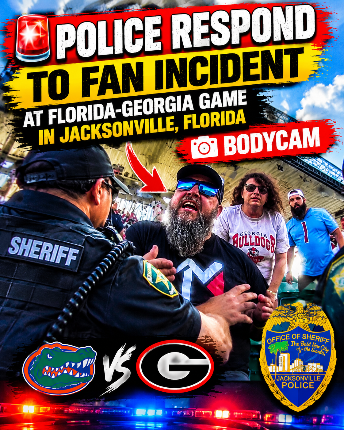 🚨🏈 Police Respond to Fan Incident at Florida-Georgia Game in Jacksonville, Florida |  Bodycam