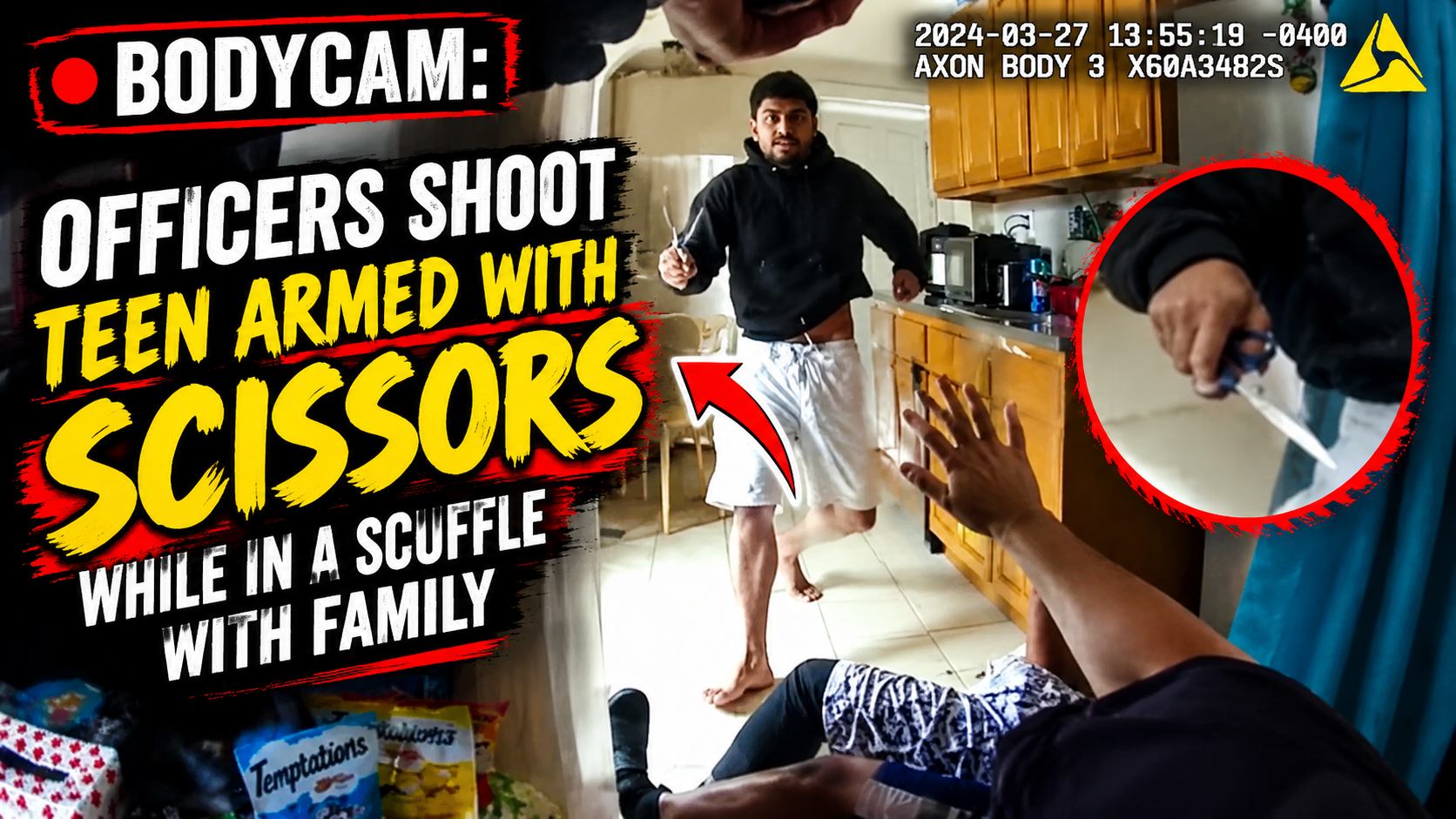 Bodycam: Officers Shoot Teen Armed With Scissors While In A Scuffle With Family.