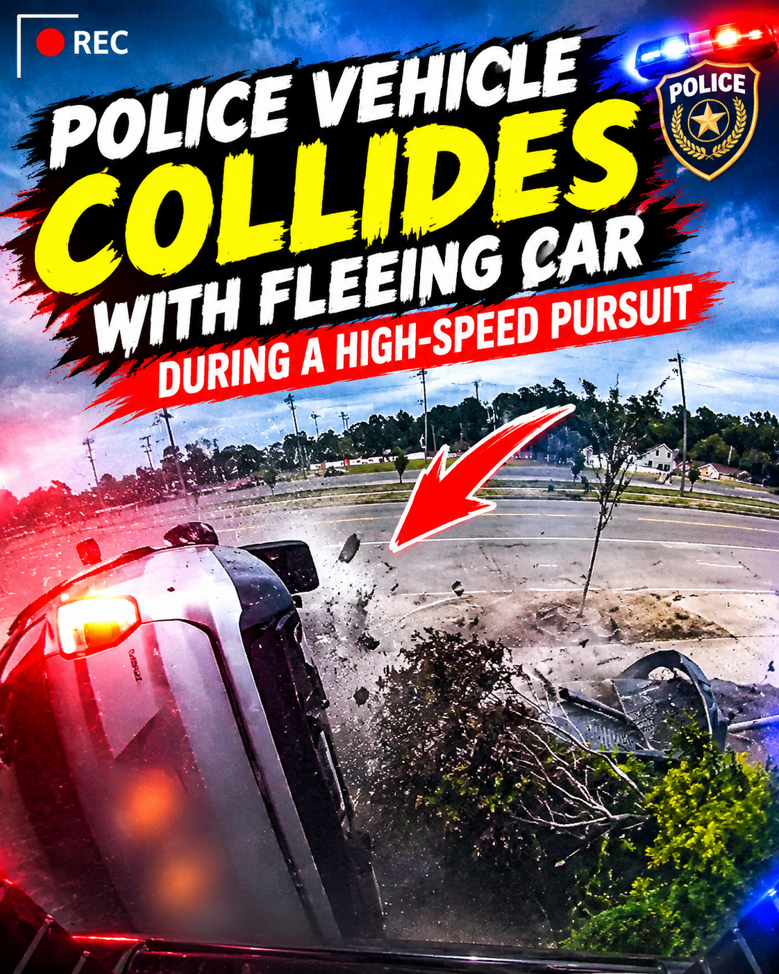 🚨 Critical Moment: Police Vehicle Collides With Fleeing Car During a High-Speed Pursuit 🚔