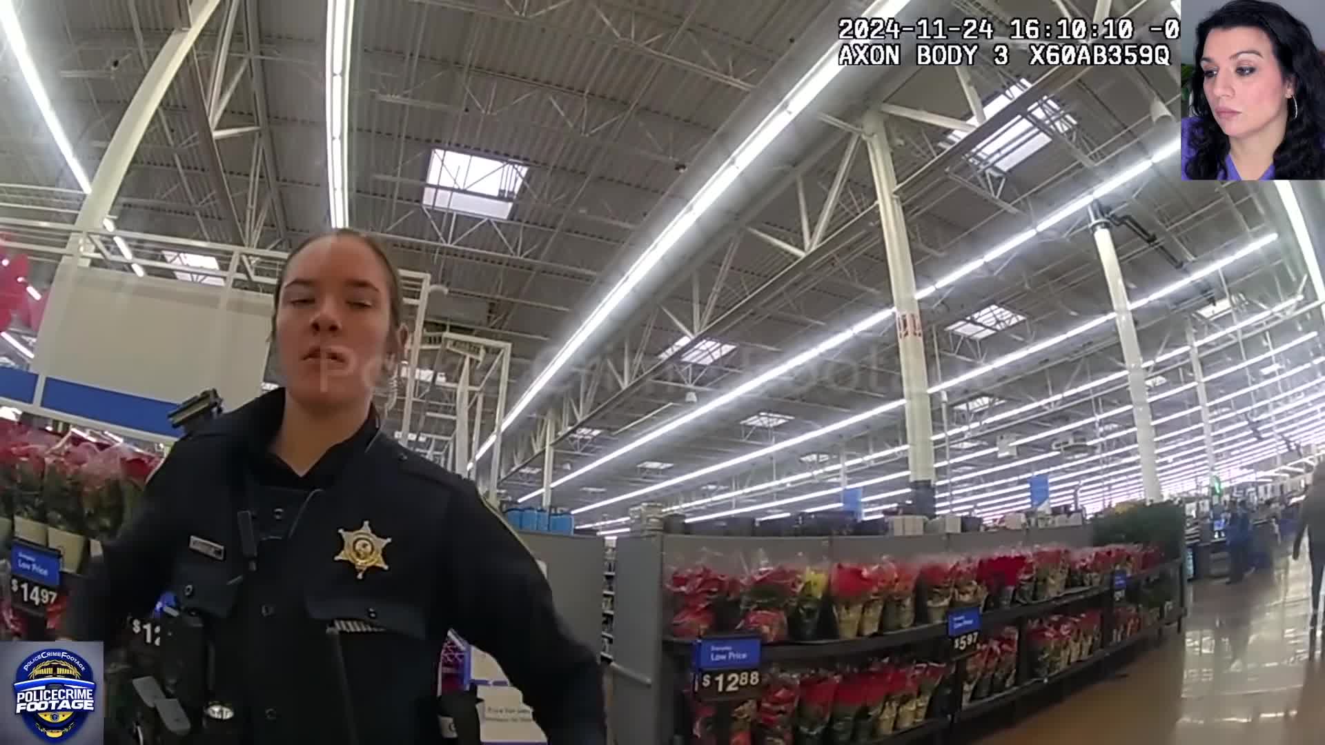 Body-camera footage inside Walmart during the November 24, 2024 investigation
