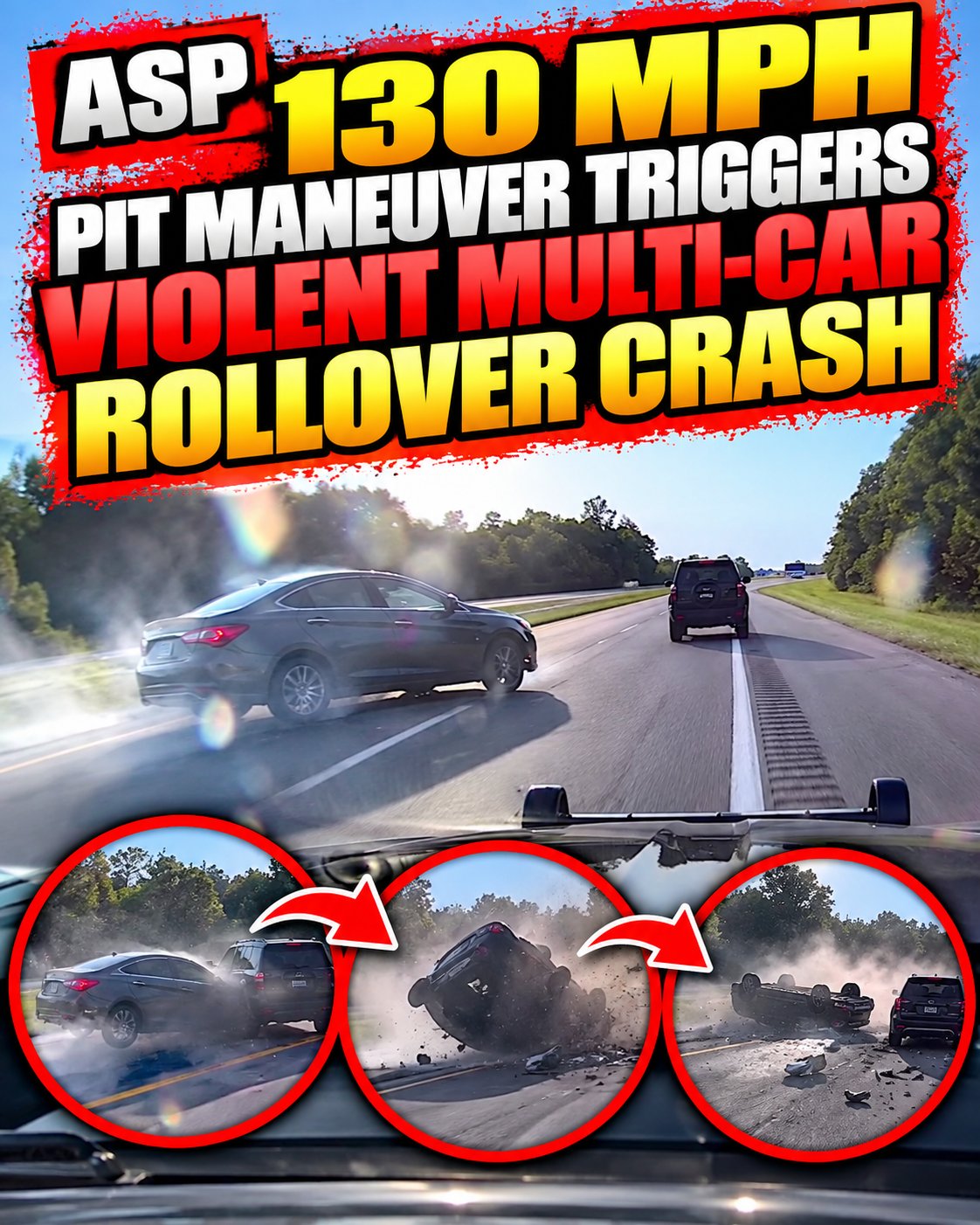 ASP 130 MPH PIT Maneuver Triggers Violent Multi-Car Rollover Crash