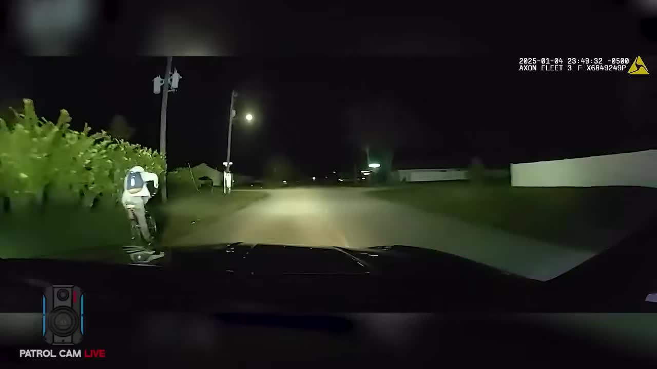 Real frame from the supplied Flagler County body-camera footage during the January 4, 2025 incident