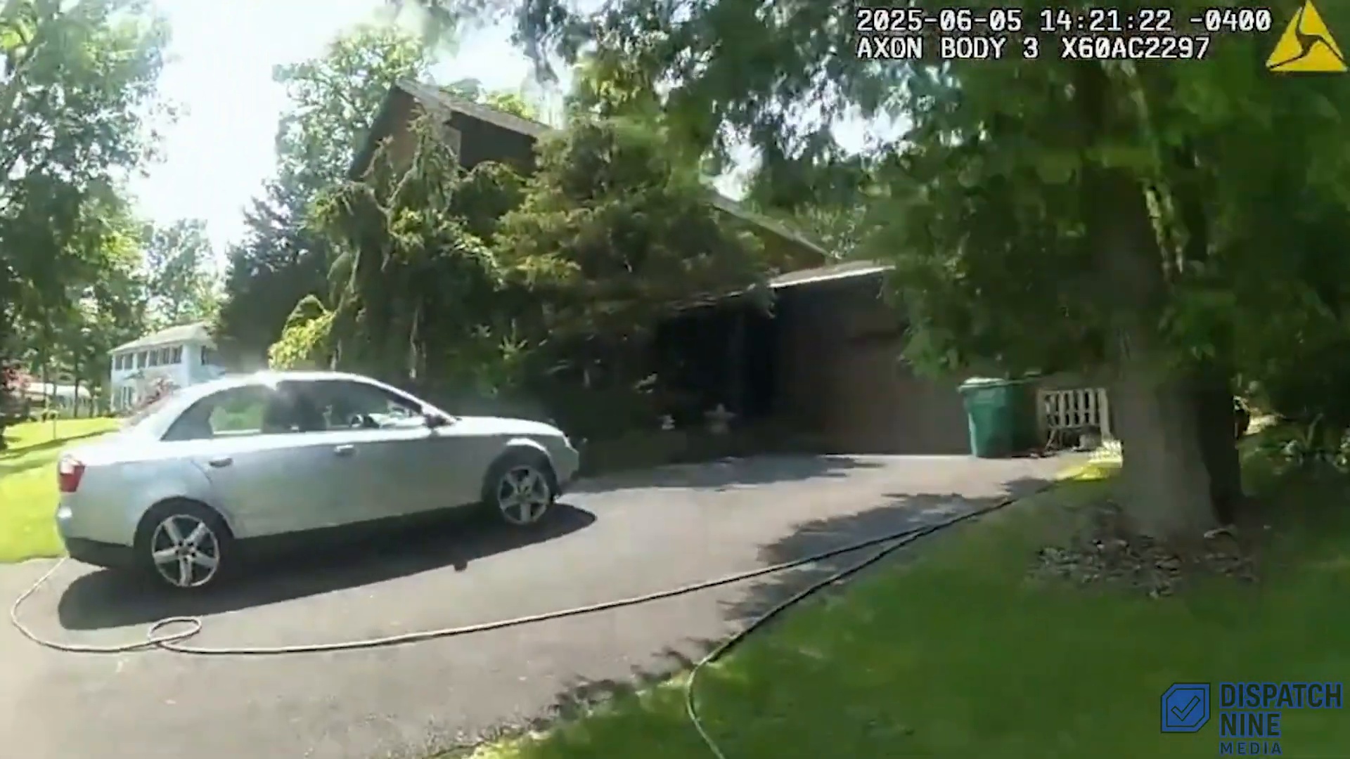 Bodycam view outside the Poughkeepsie residence on June 5, 2025