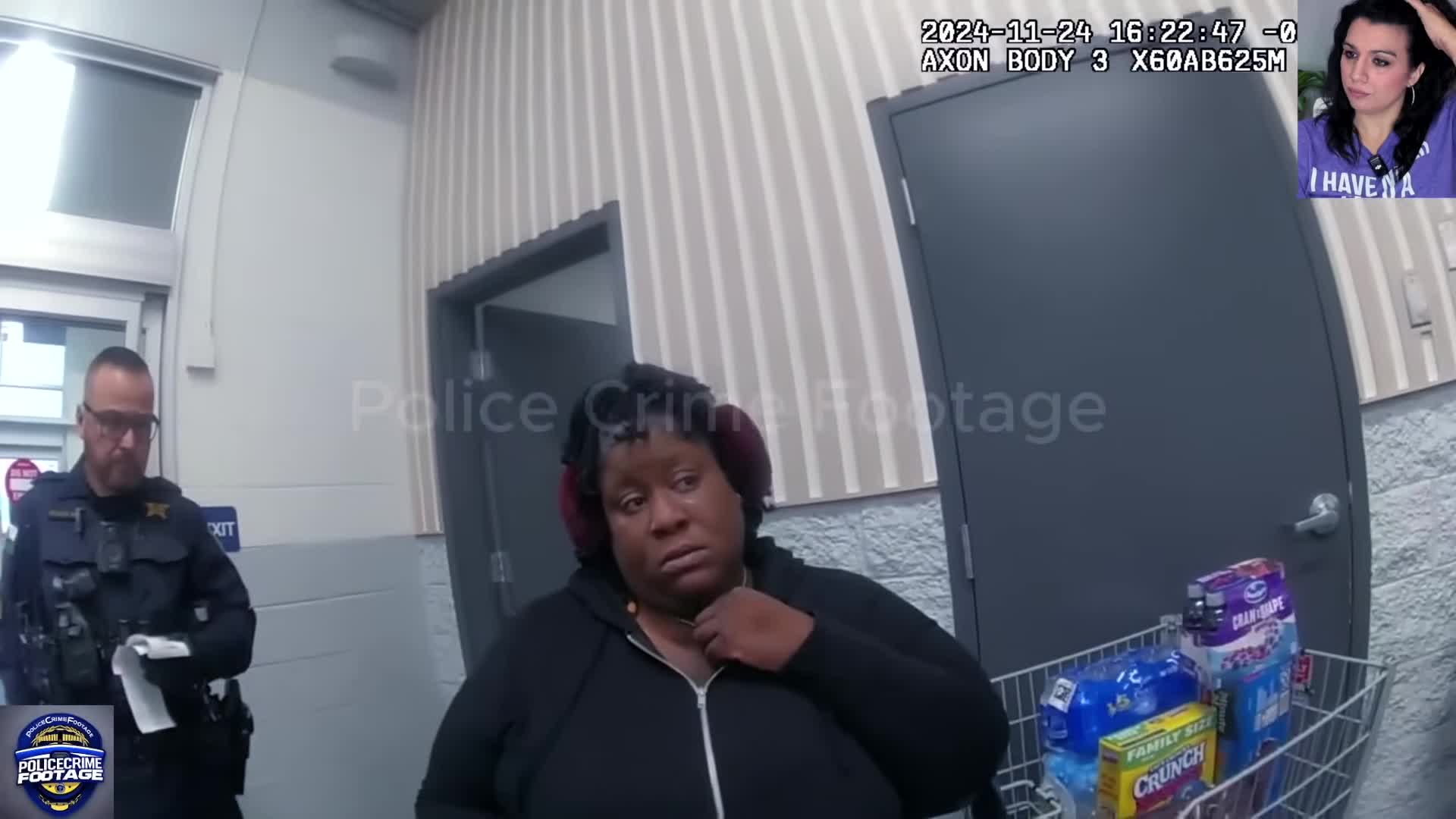 Police body-camera footage from the Walmart shoplifting investigation
