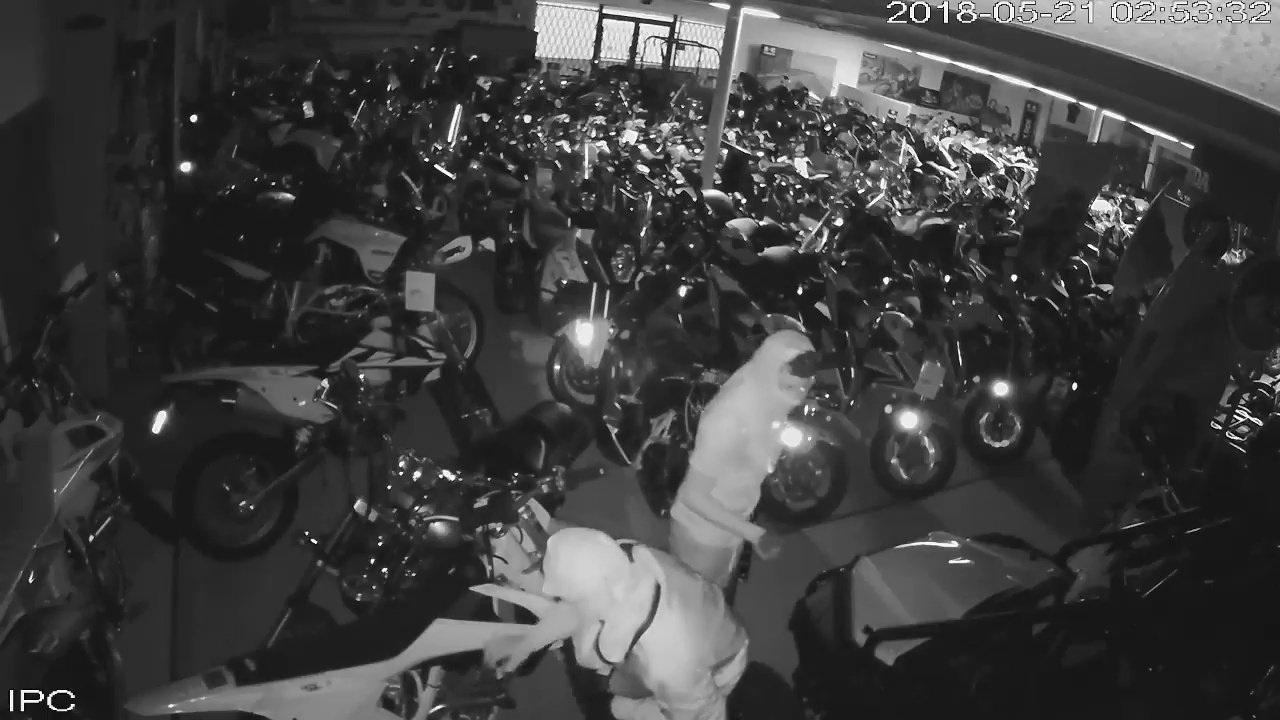 Surveillance footage inside Southeast Sales Powersports during the May 21, 2018 burglary