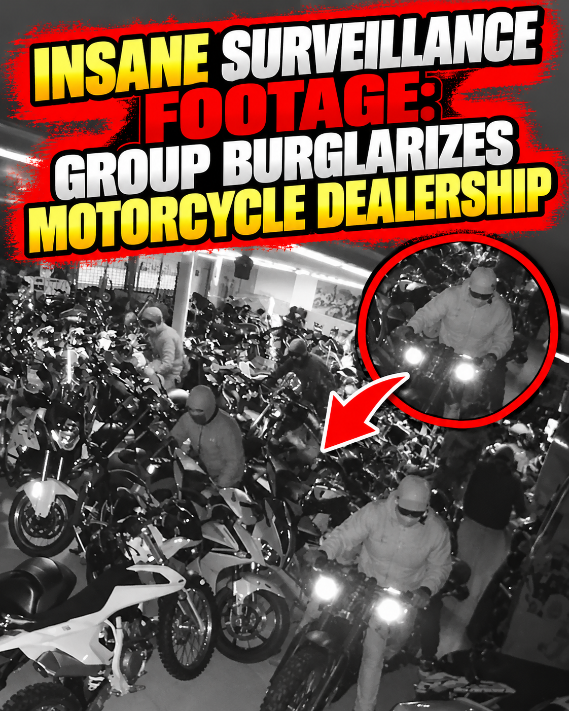Insane Surveillance Footage: Group burglarizes motorcycle dealership