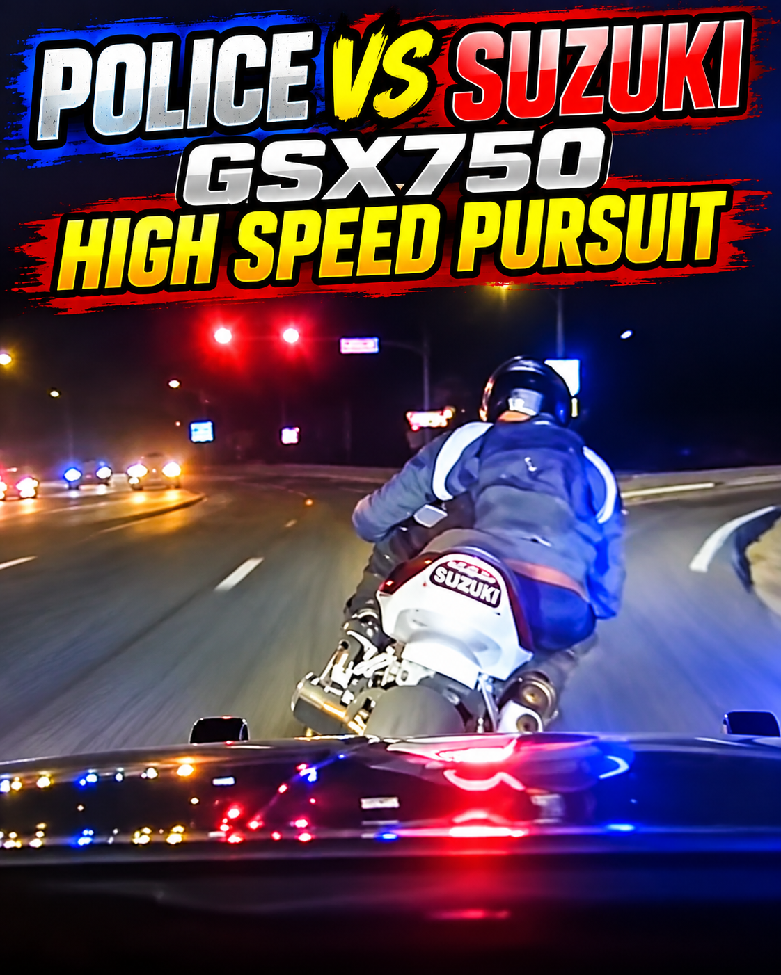 POLICE VS SUZUKI GSX750 HIGH SPEED PURSUIT