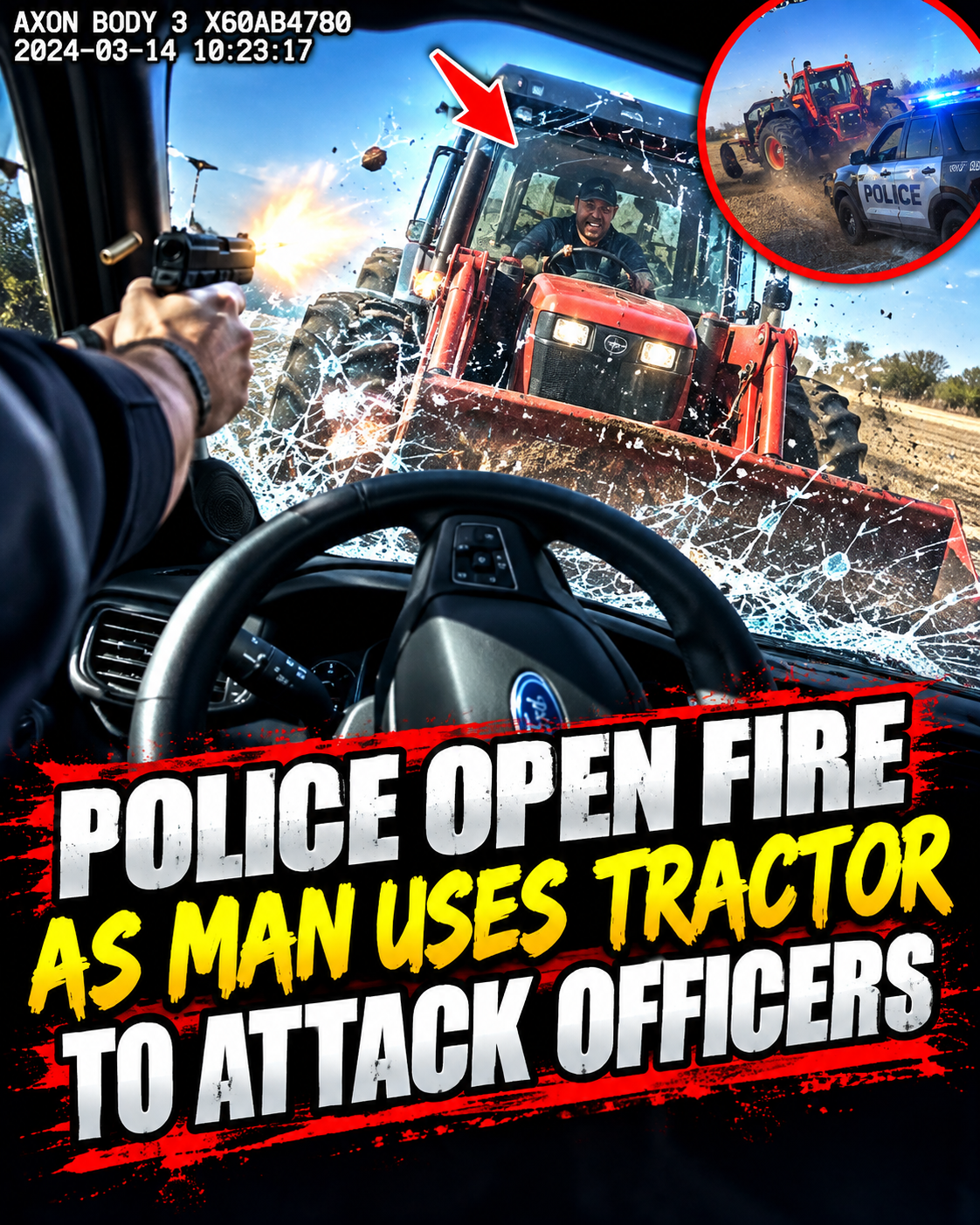 Police Open Fire as Man Uses Tractor to Attack Officers