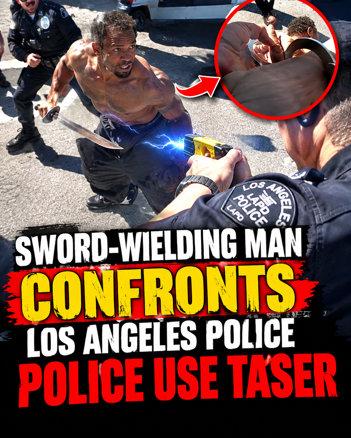 Naked Man With a Sword Confronts LAPD — Officers Use Taser