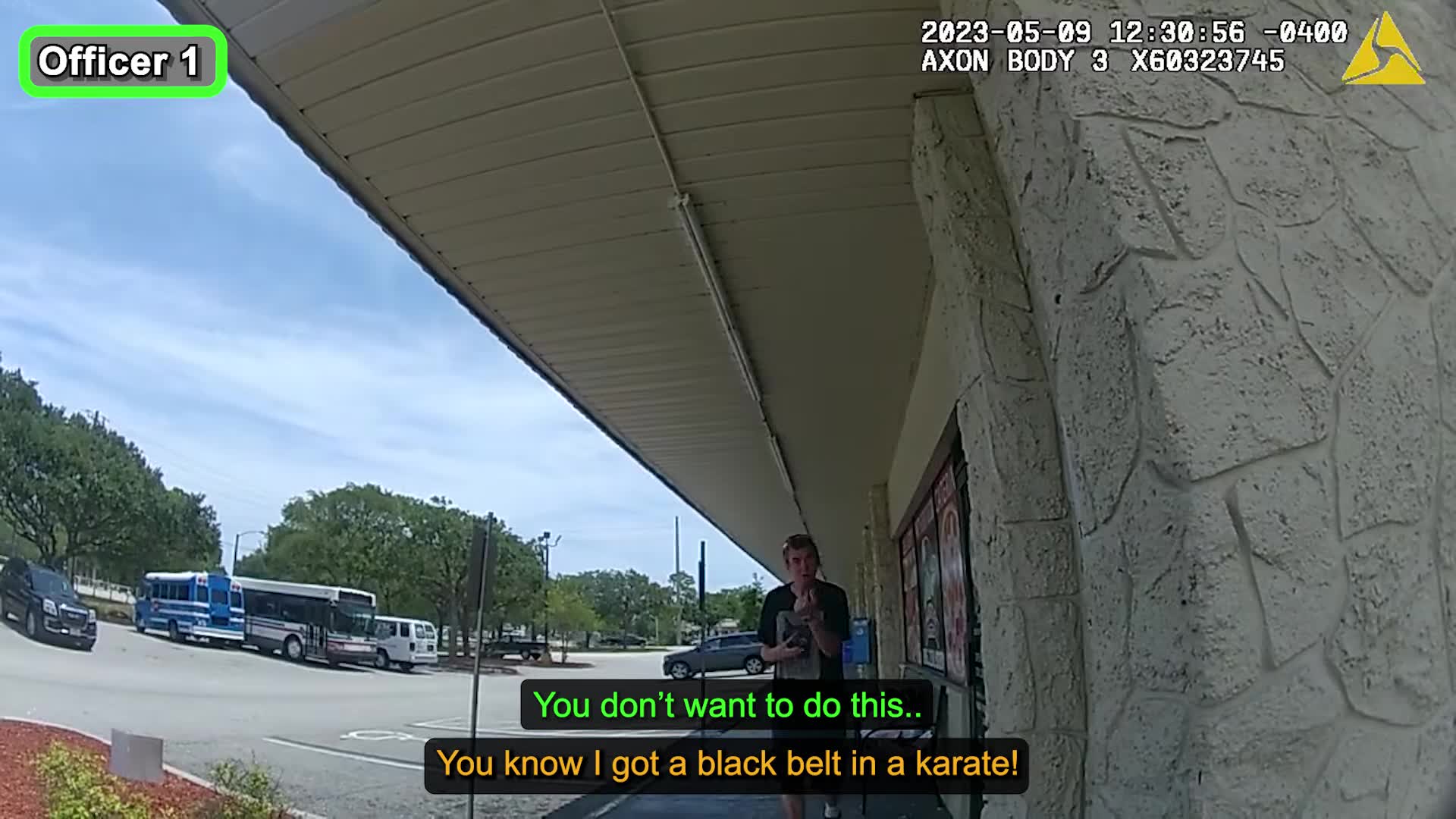 Uncropped frame from the supplied Port Orange Police body-camera footage