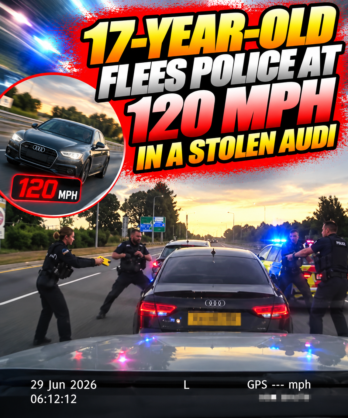 17-Year-Old Flees Police at 120 MPH in a Stolen Audi
