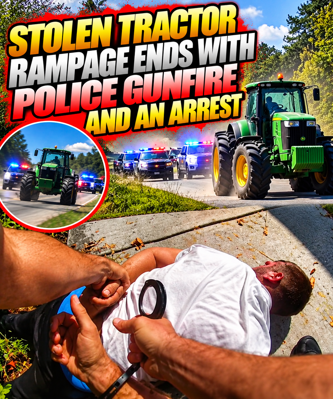 Stolen Tractor Rampage Ends With Police Gunfire and an Arrest