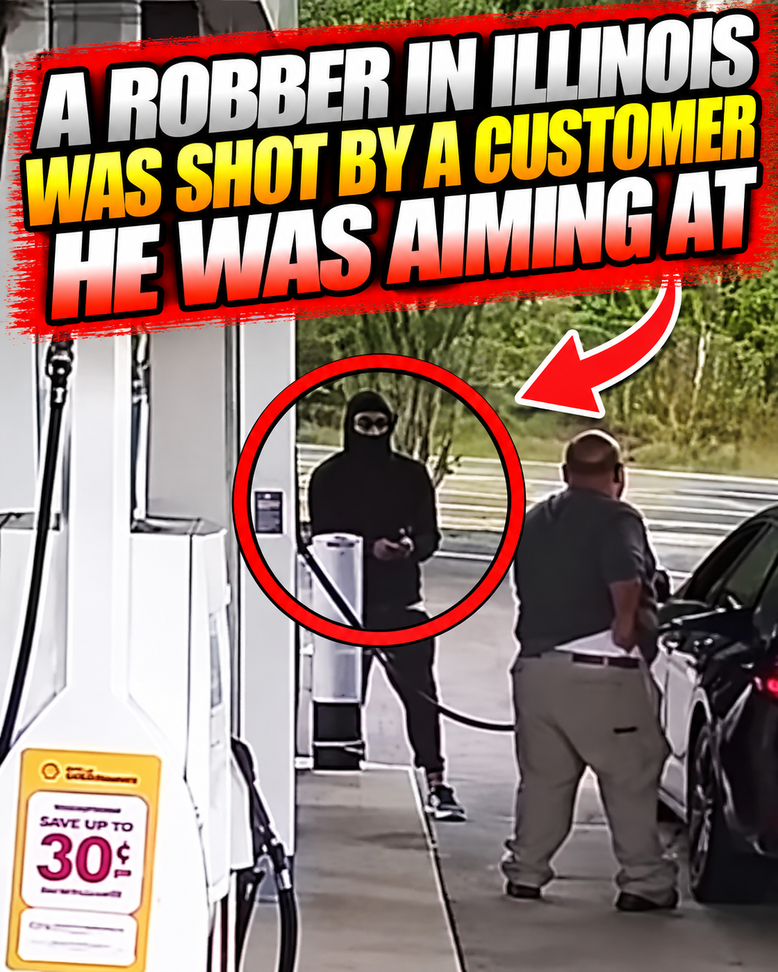 A ROBBER IN ILLINOIS WAS SHOT BY A CUSTOMER HE WAS AIMING AT