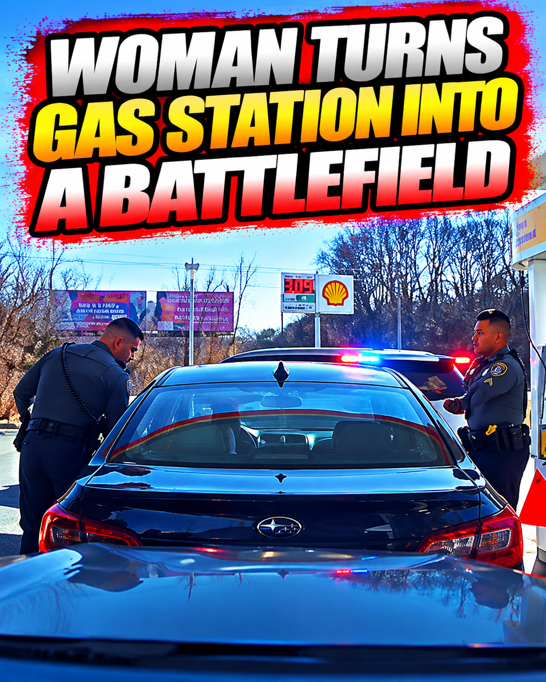 Woman Turns Gas Station Into a Battlefield