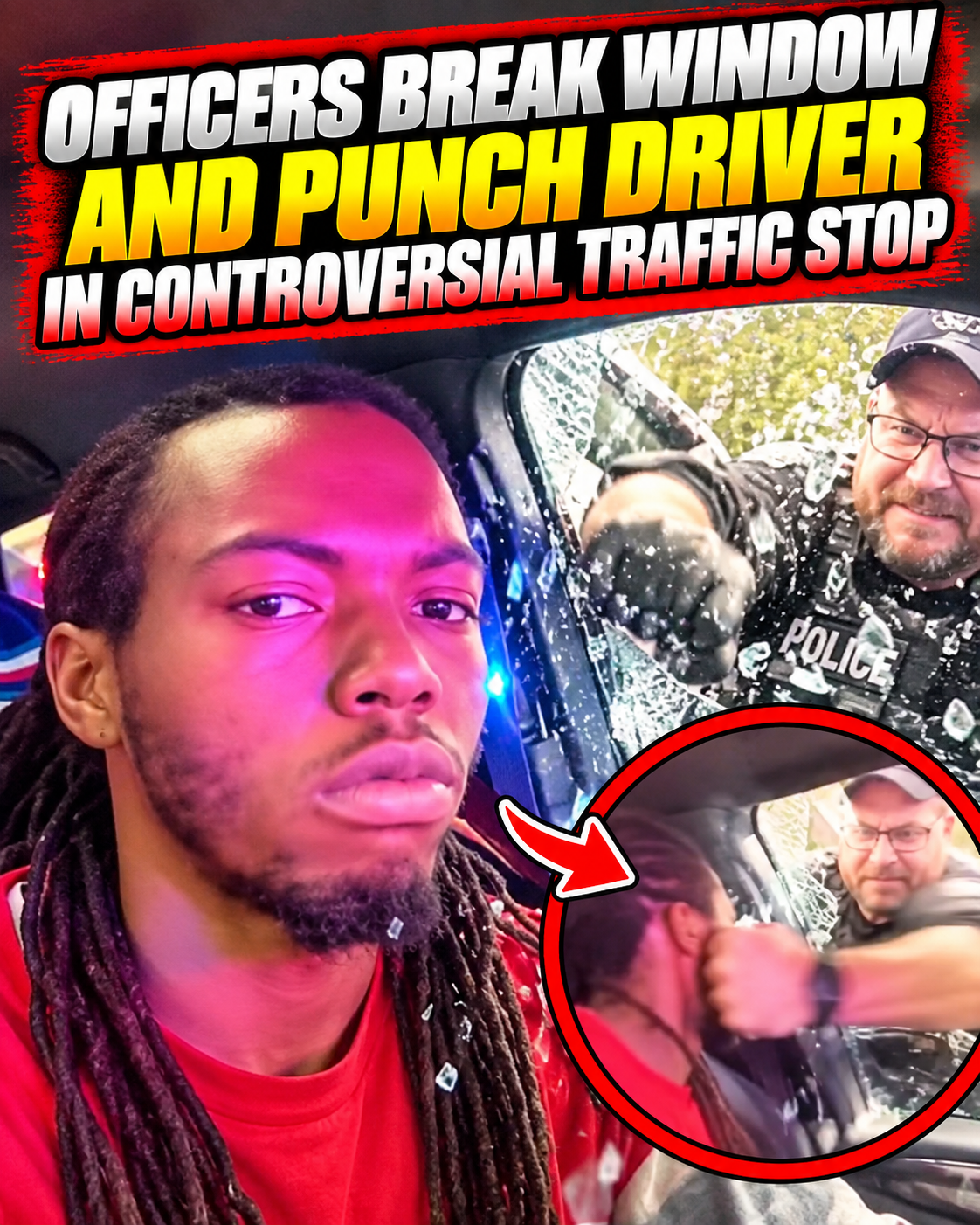 Officers break window and punch driver in controversial traffic stop