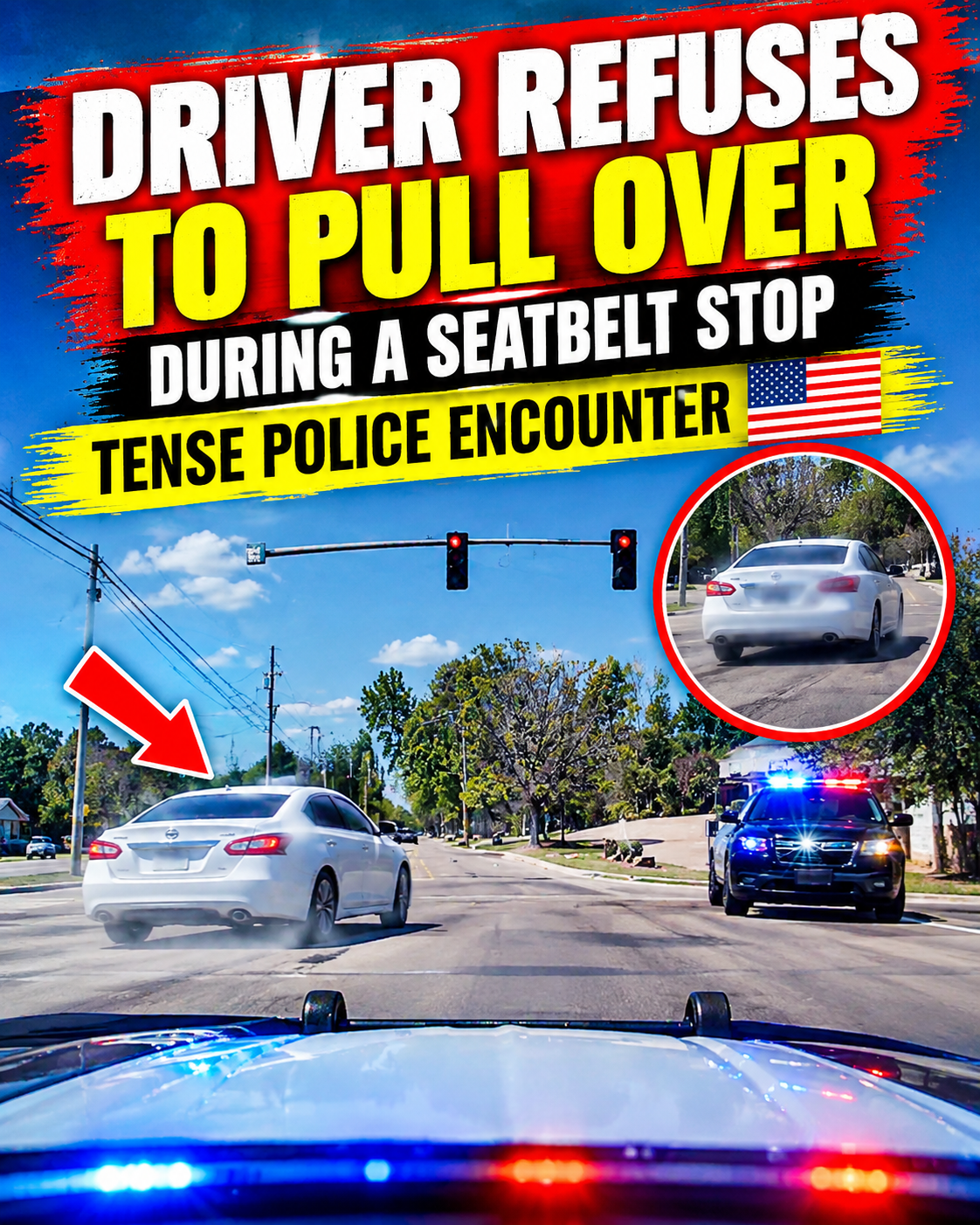 🚔🚗 Driver Refuses to Pull Over During a Seatbelt Stop | Tense Police Encounter 🇺🇸