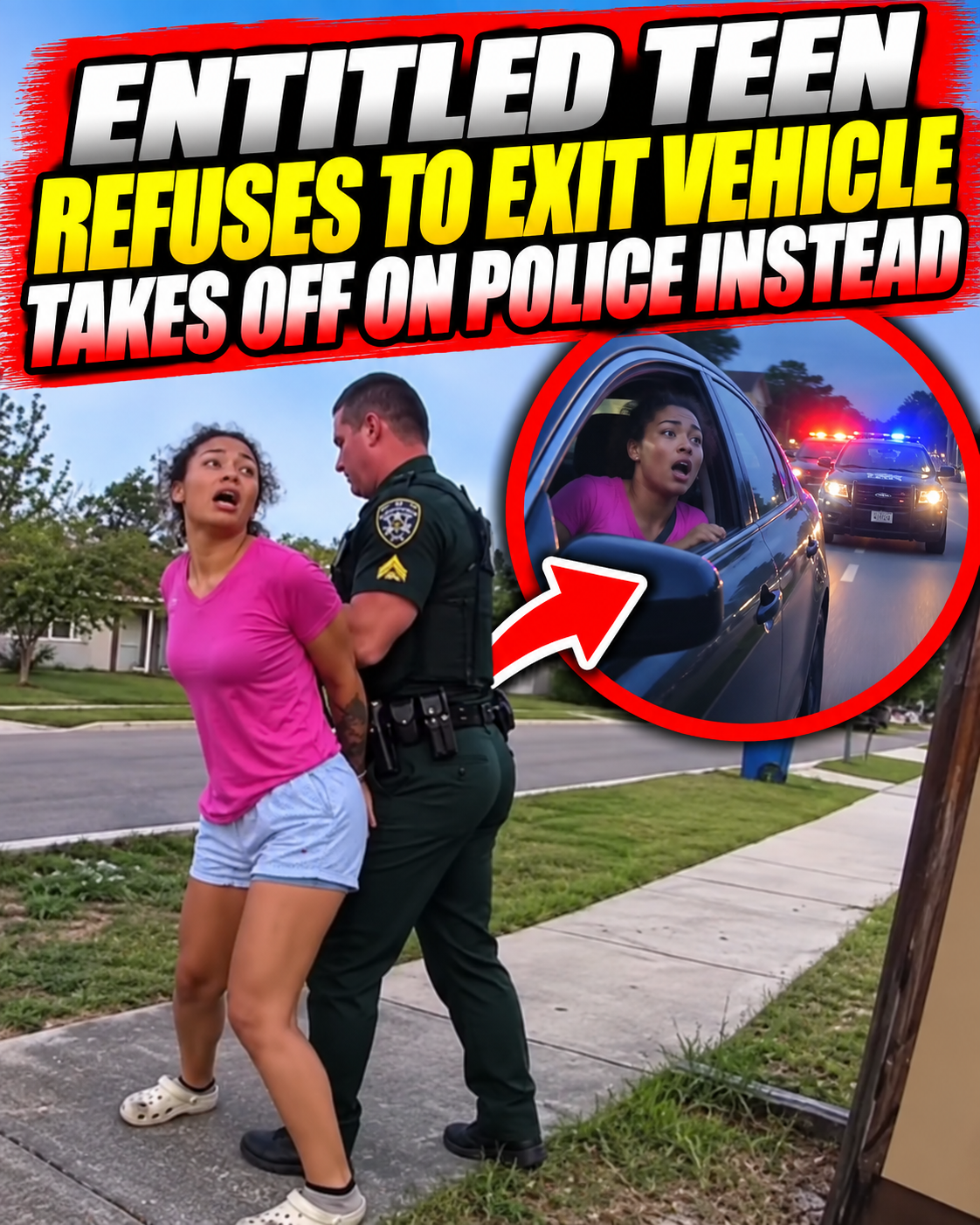 Entitled Teen REFUSES To Exit Vehicle, Takes Off On Police Instead